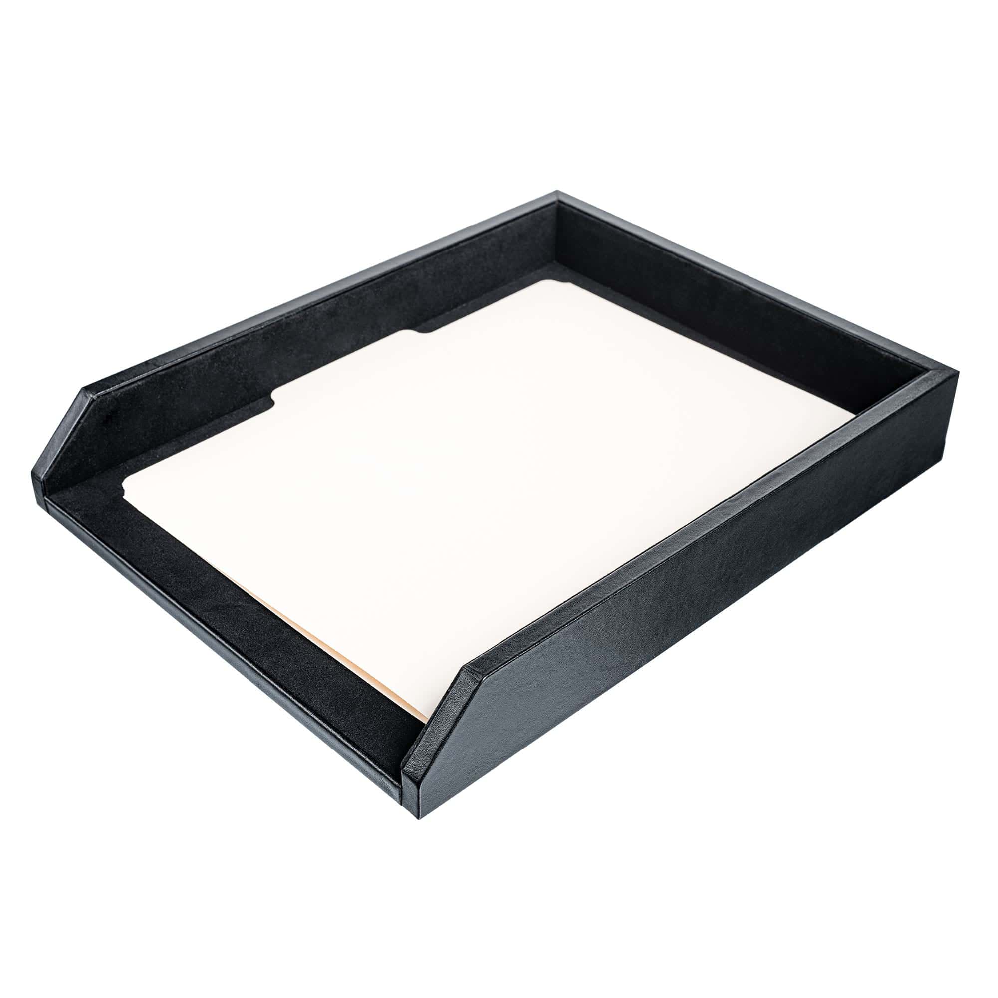 Classic Black Leather Letter Tray Classic Black Leather Letter Tray