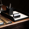 Classic Black Leather Letter Tray Classic Black Leather Letter Tray