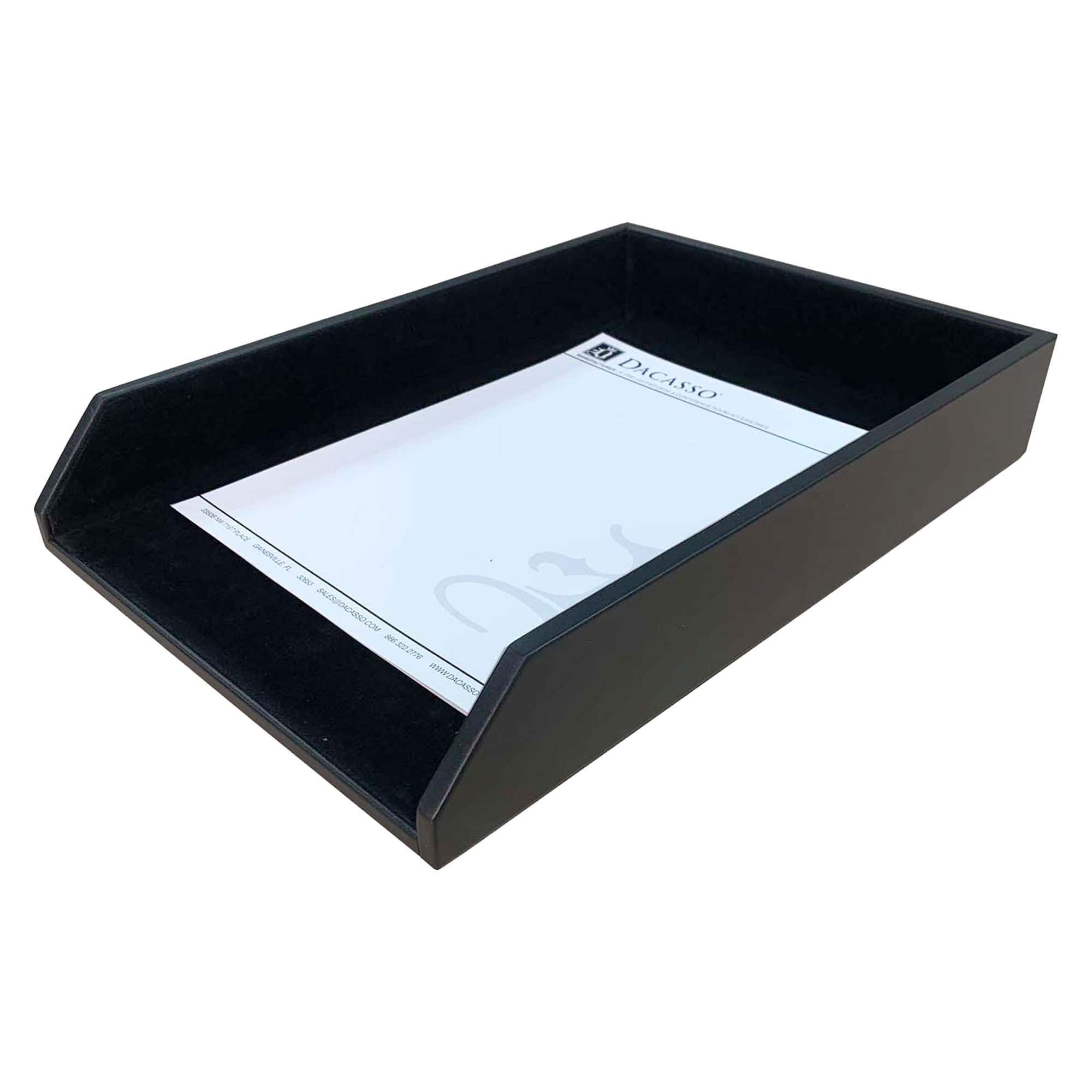 Classic Black Leather Letter Tray, Legal Size Classic Black Leather Letter Tray, Legal Size