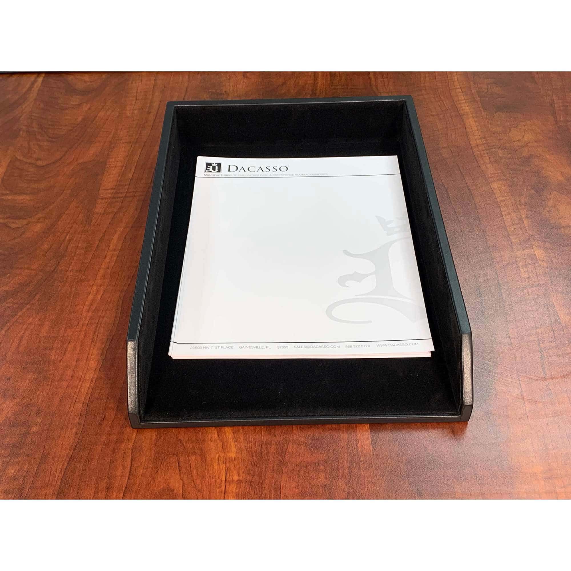 Classic Black Leather Letter Tray, Legal Size Classic Black Leather Letter Tray, Legal Size