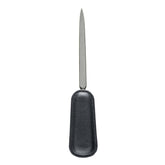 Classic Black Leather Letter Opener, Silver