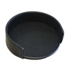 Black Leather 4pc Round Coaster Holder Black Leather 4pc Round Coaster Holder