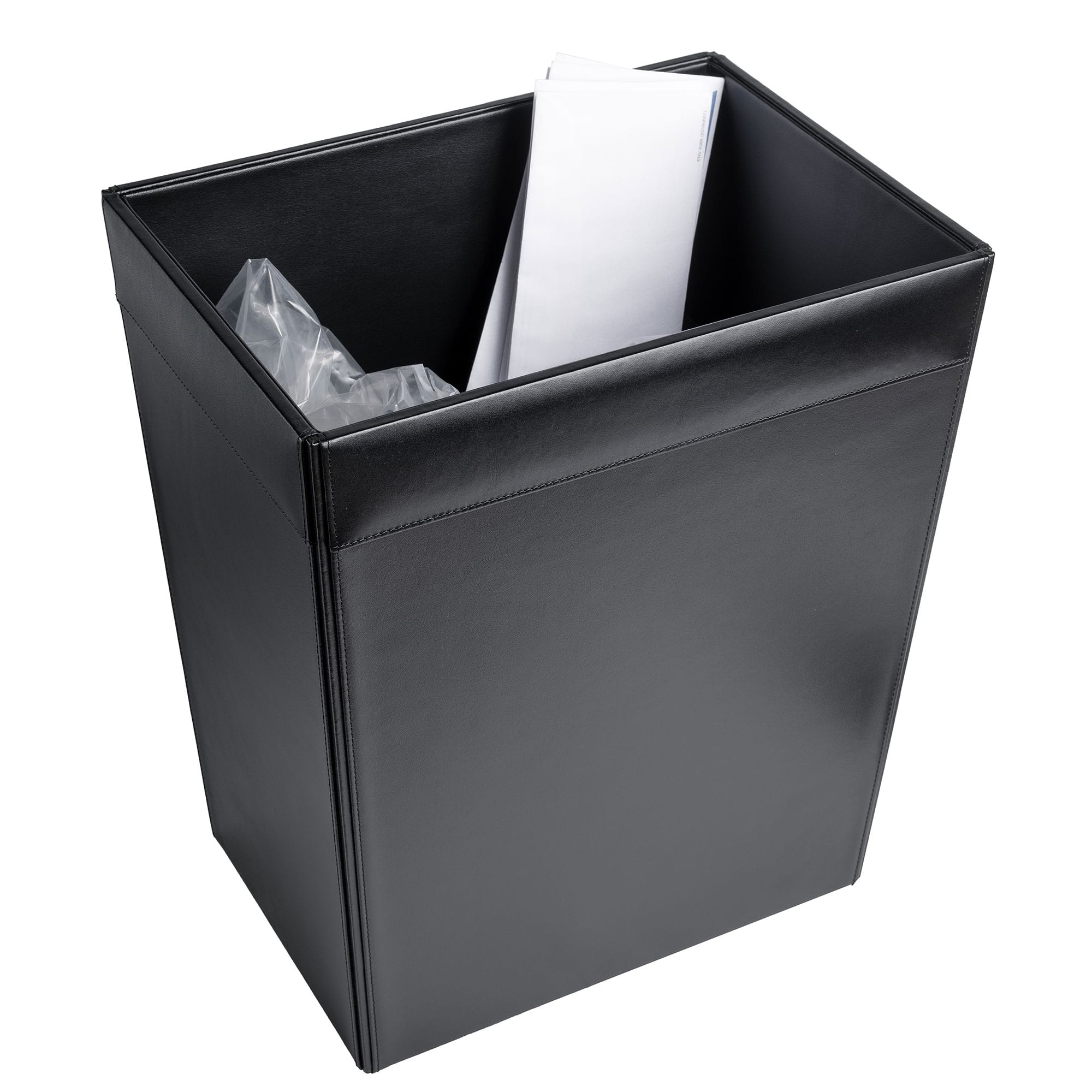 Classic Black Leather Square Waste Basket, 32 Qt Classic Black Leather Square Waste Basket, 32 Qt