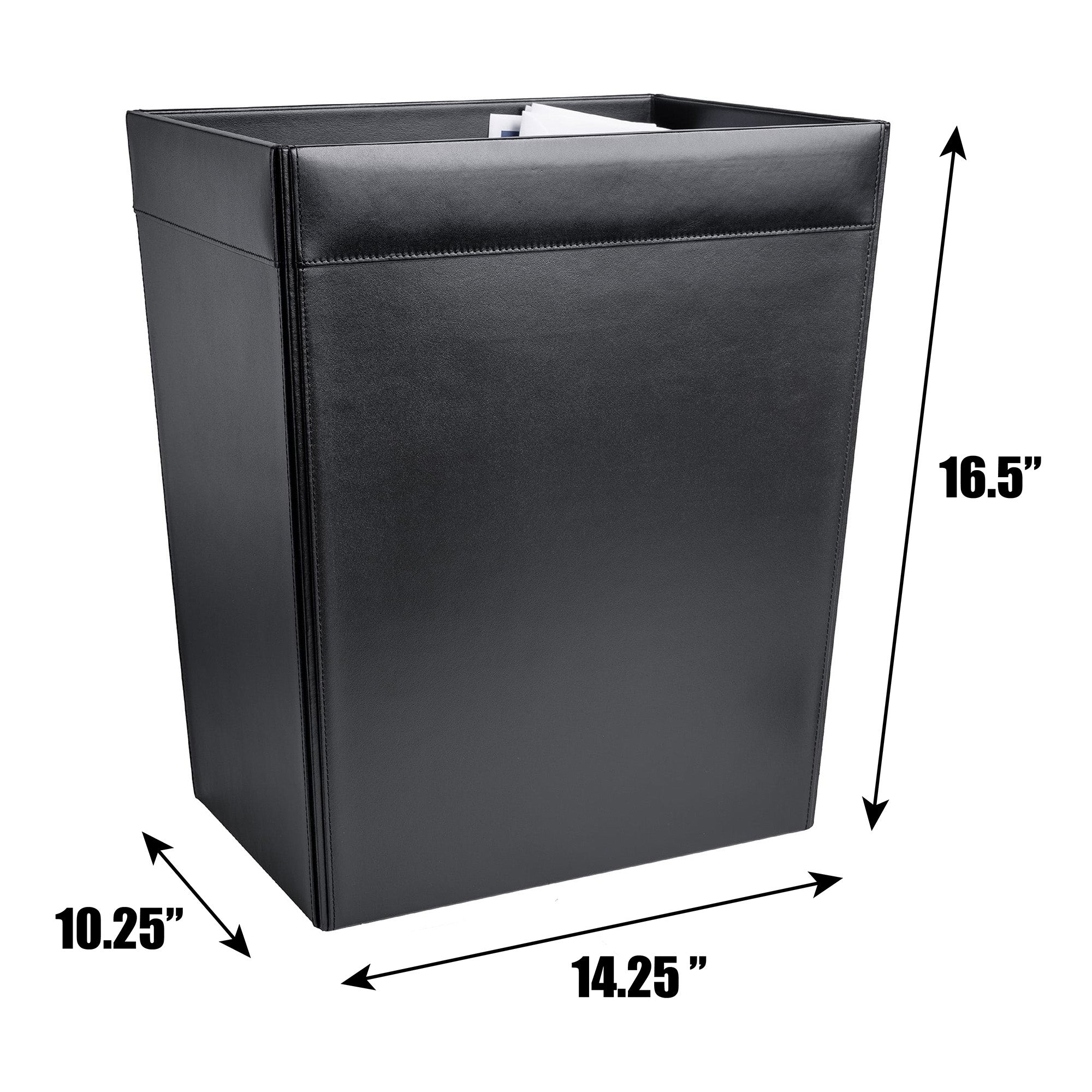 Classic Black Leather Square Waste Basket, 32 Qt Classic Black Leather Square Waste Basket, 32 Qt