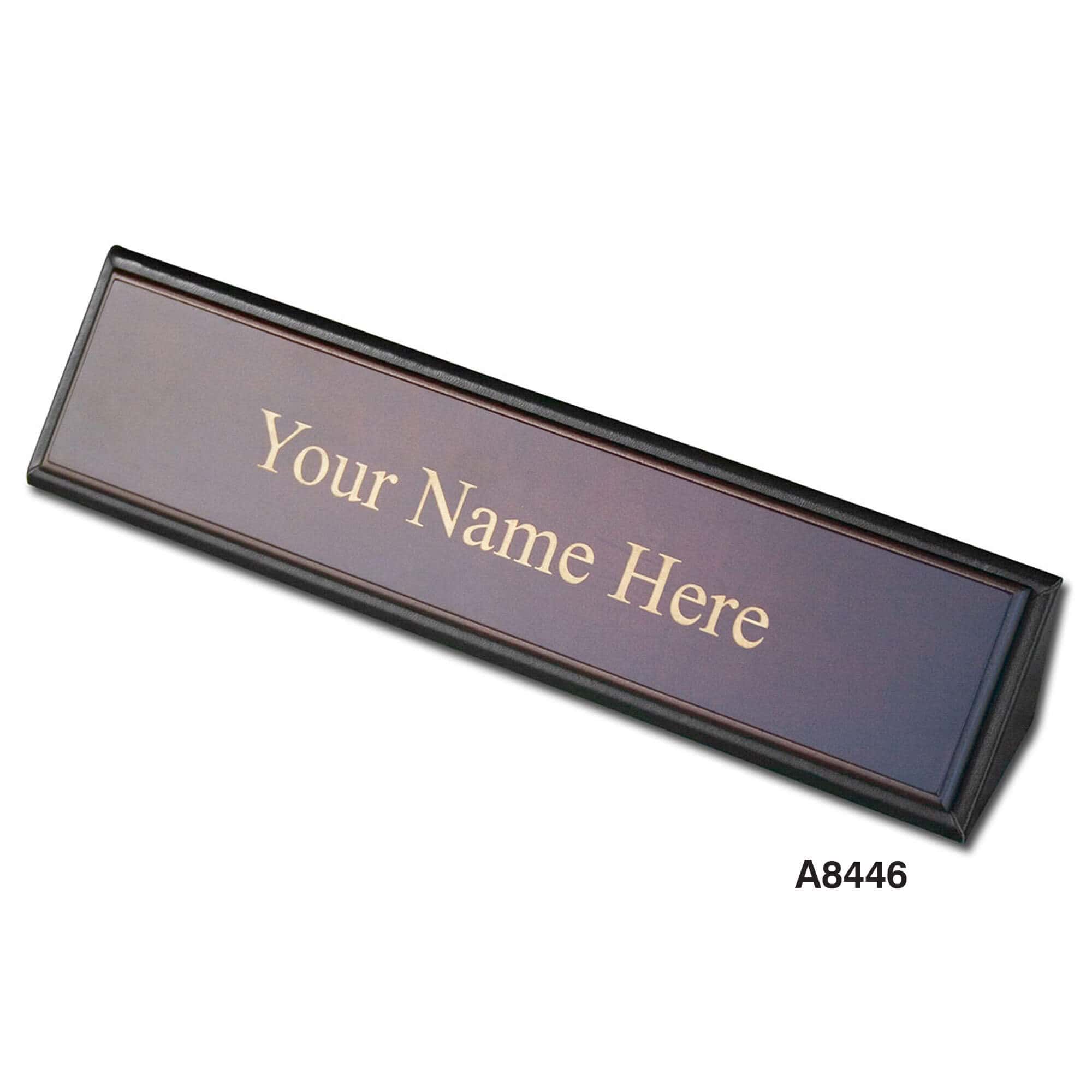 Classic Black Leather Nameplate Holder Classic Black Leather Nameplate Holder