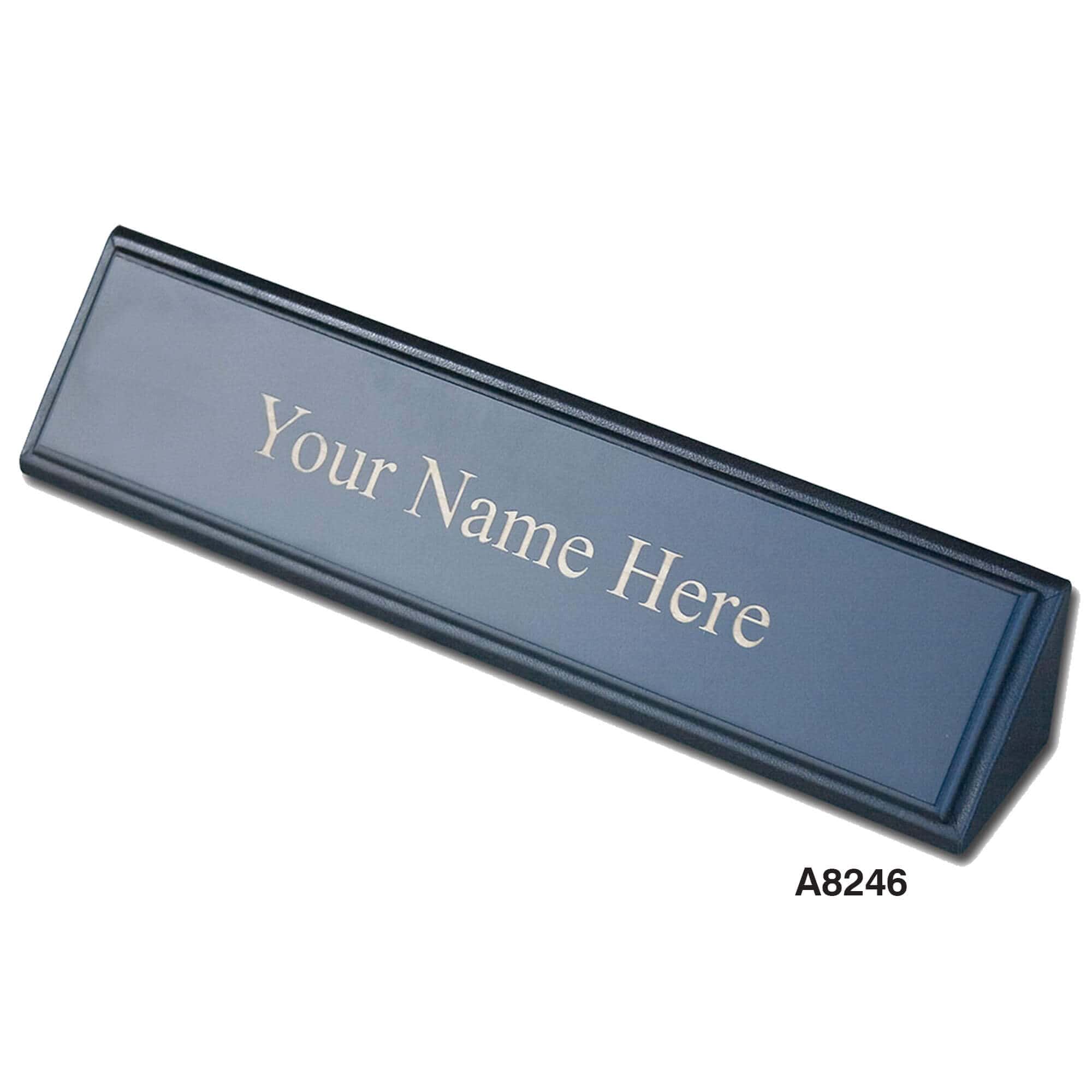 Classic Black Leather Nameplate Holder Classic Black Leather Nameplate Holder