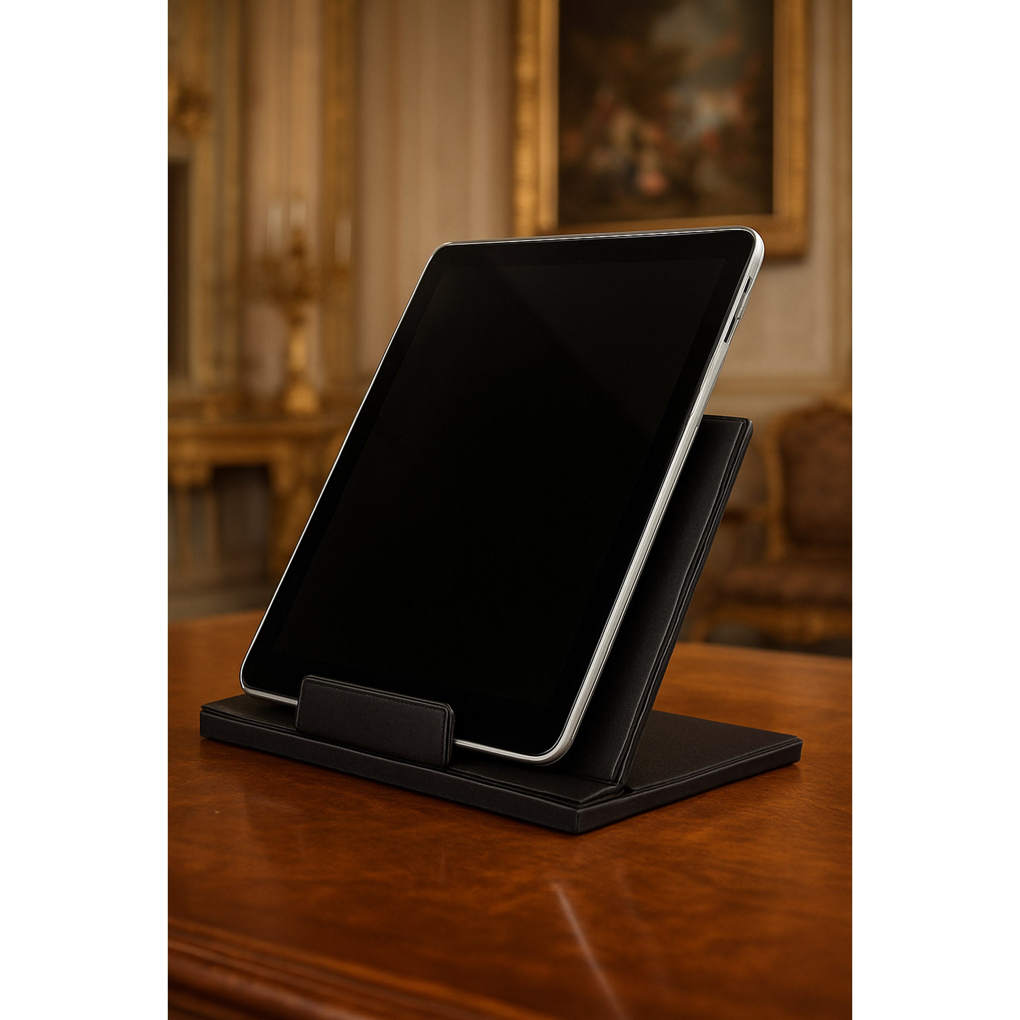 Classic Black Leather Tablet Stand Classic Black Leather Tablet Stand