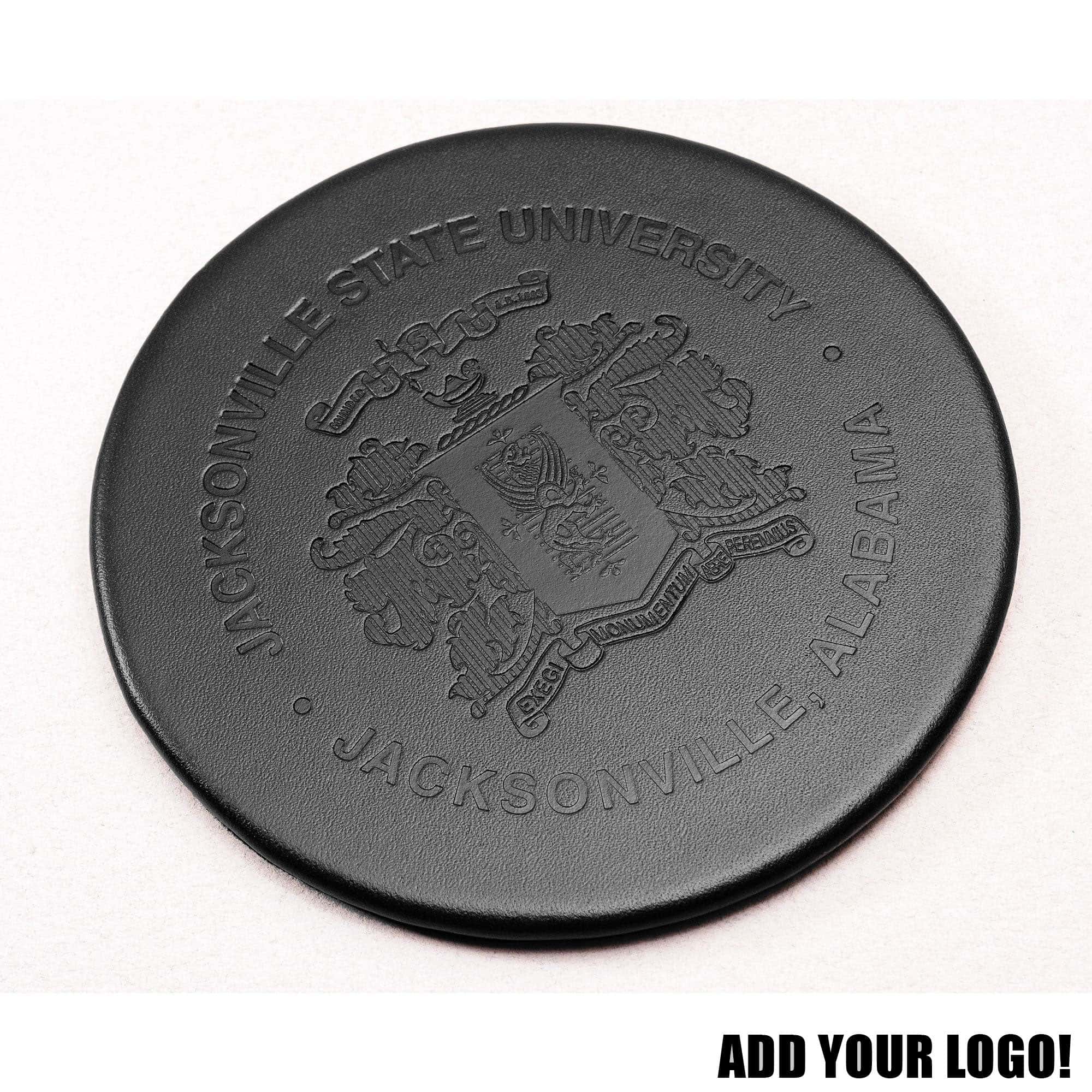 Black Leatherette Coaster, Round Black Leatherette Coaster, Round