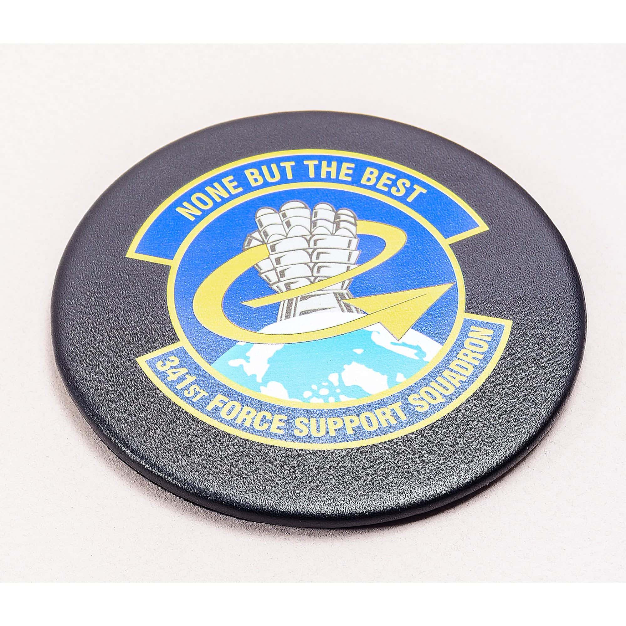 Black Leatherette Coaster, Round Black Leatherette Coaster, Round
