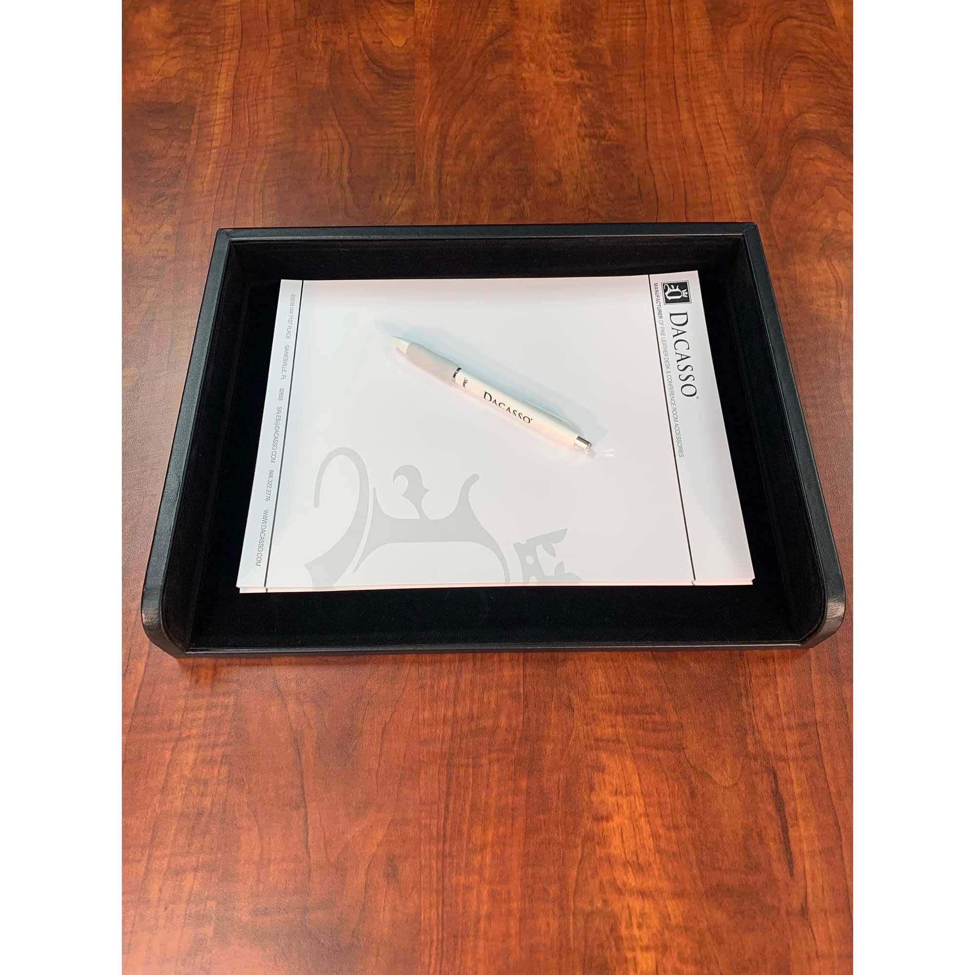 Classic Black Leather Letter Tray, Side Load Classic Black Leather Letter Tray, Side Load