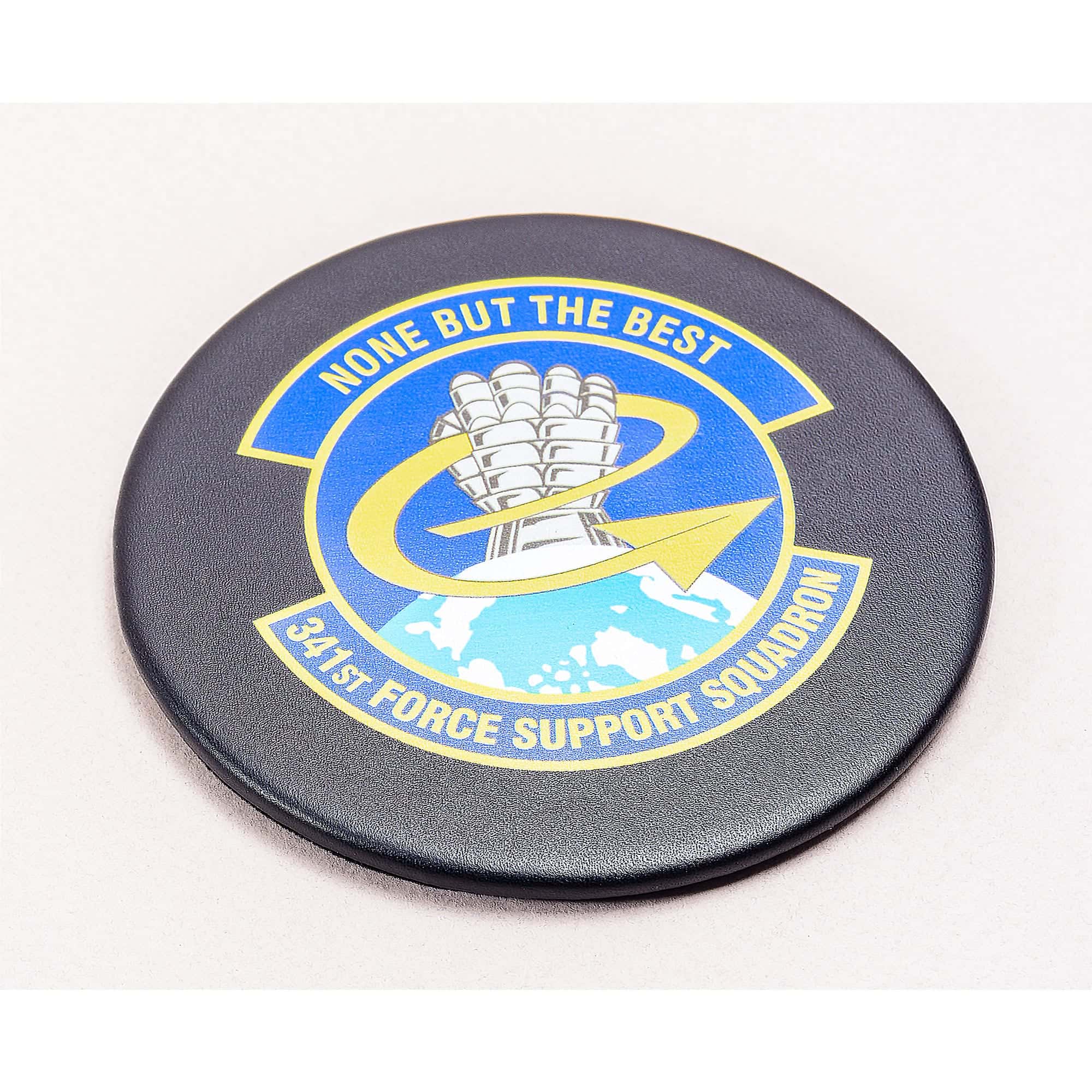 Classic Black Leather Coaster, Round Classic Black Leather Coaster, Round