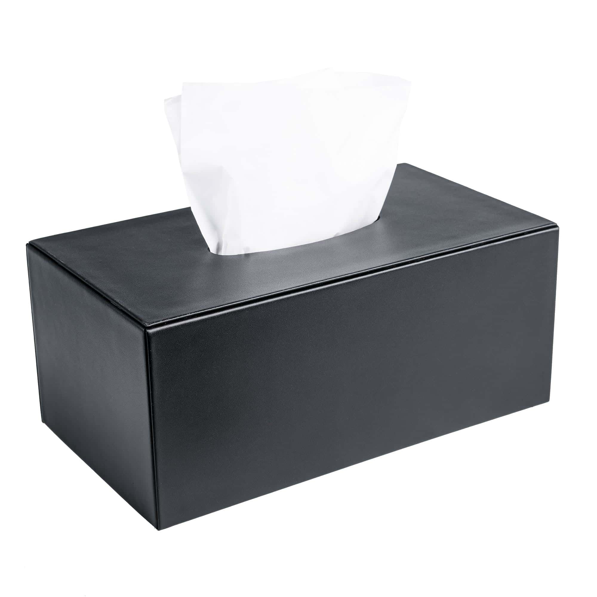 Classic Black Leather Rectangular Tissue Box Cover Classic Black Leather Rectangular Tissue Box Cover