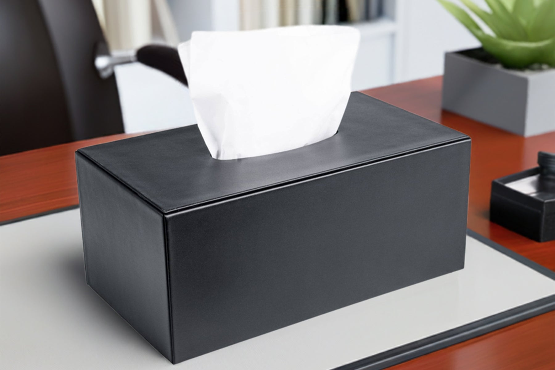 Classic Black Leather Rectangular Tissue Box Cover Classic Black Leather Rectangular Tissue Box Cover