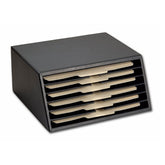 Classic Black Leather Vertical File Sorter/Holder