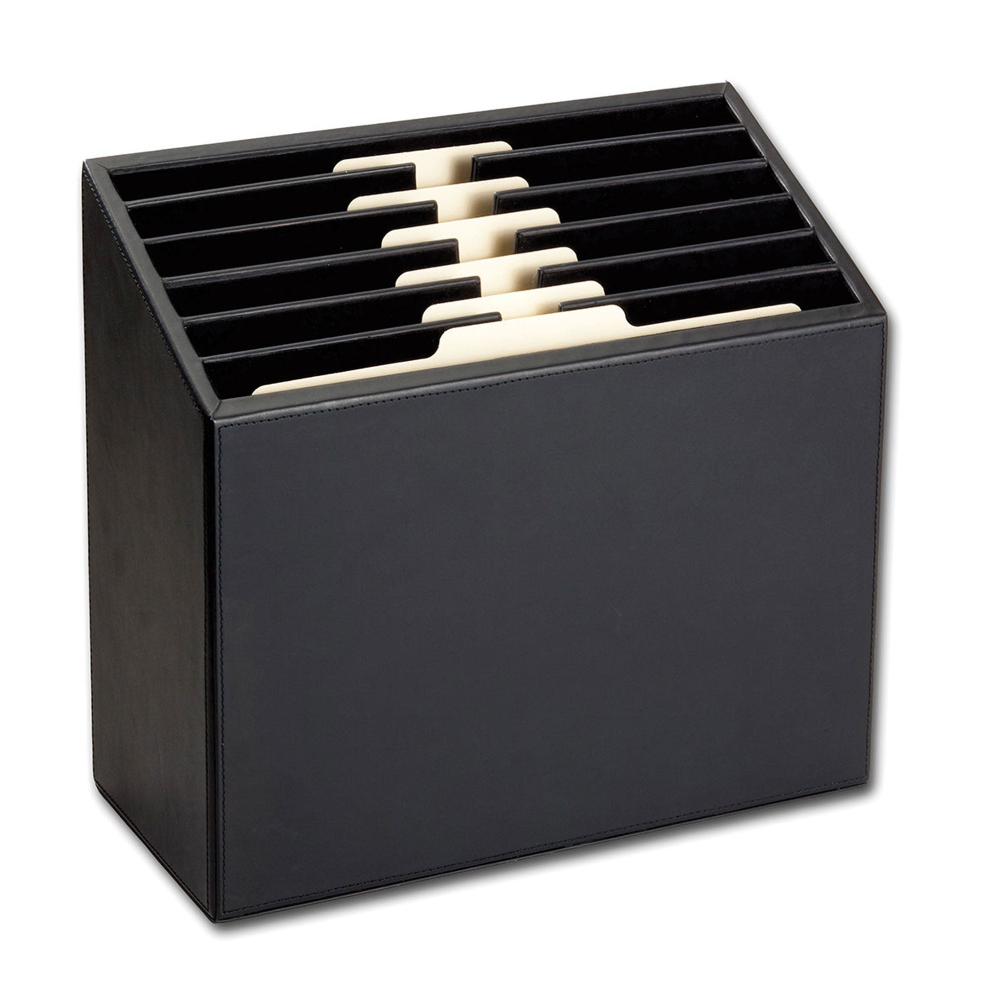 Classic Black Leather Vertical File Sorter/Holder Classic Black Leather Vertical File Sorter/Holder