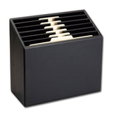 Classic Black Leather Vertical File Sorter/Holder