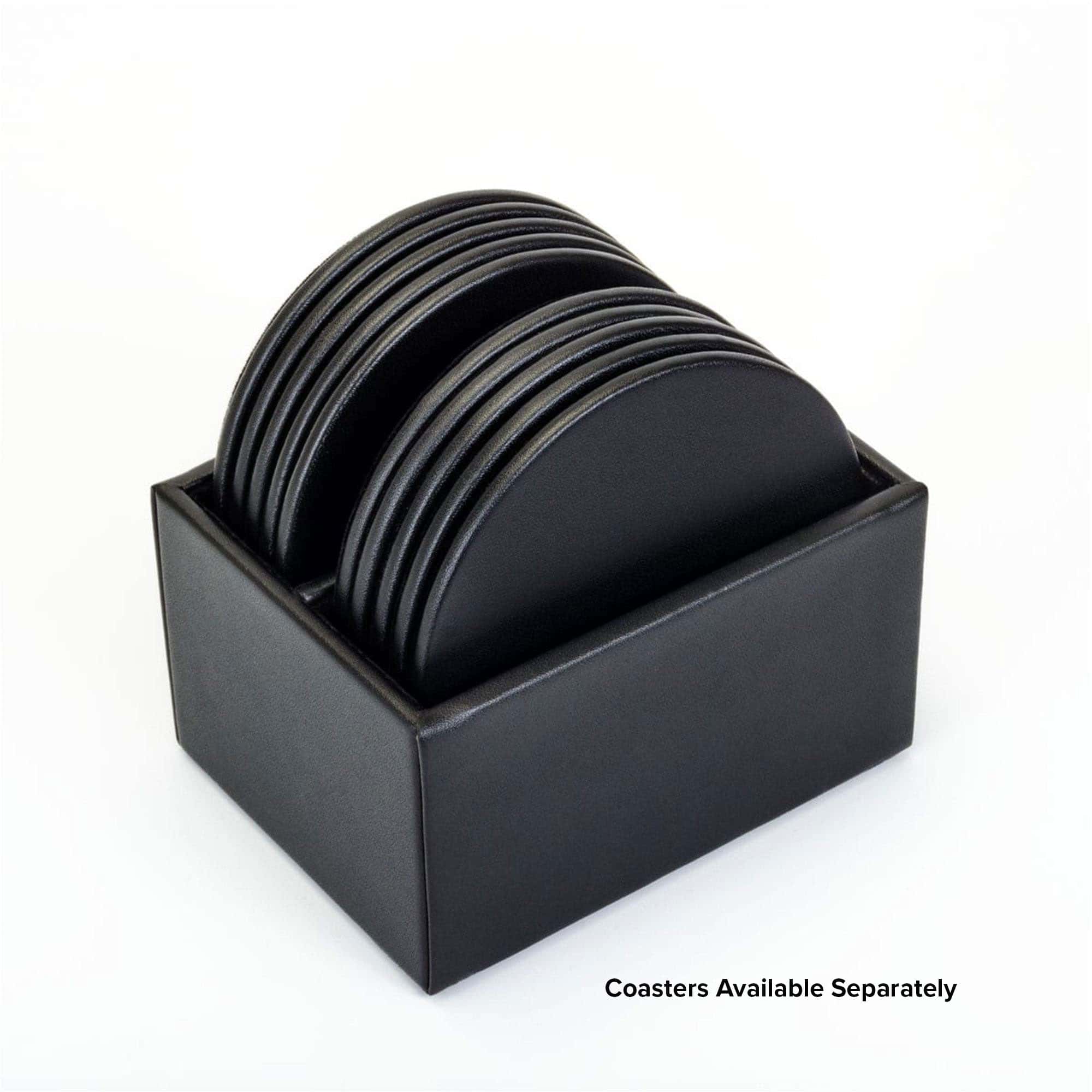 Black Leatherette 10pc Coaster Holder Black Leatherette 10pc Coaster Holder