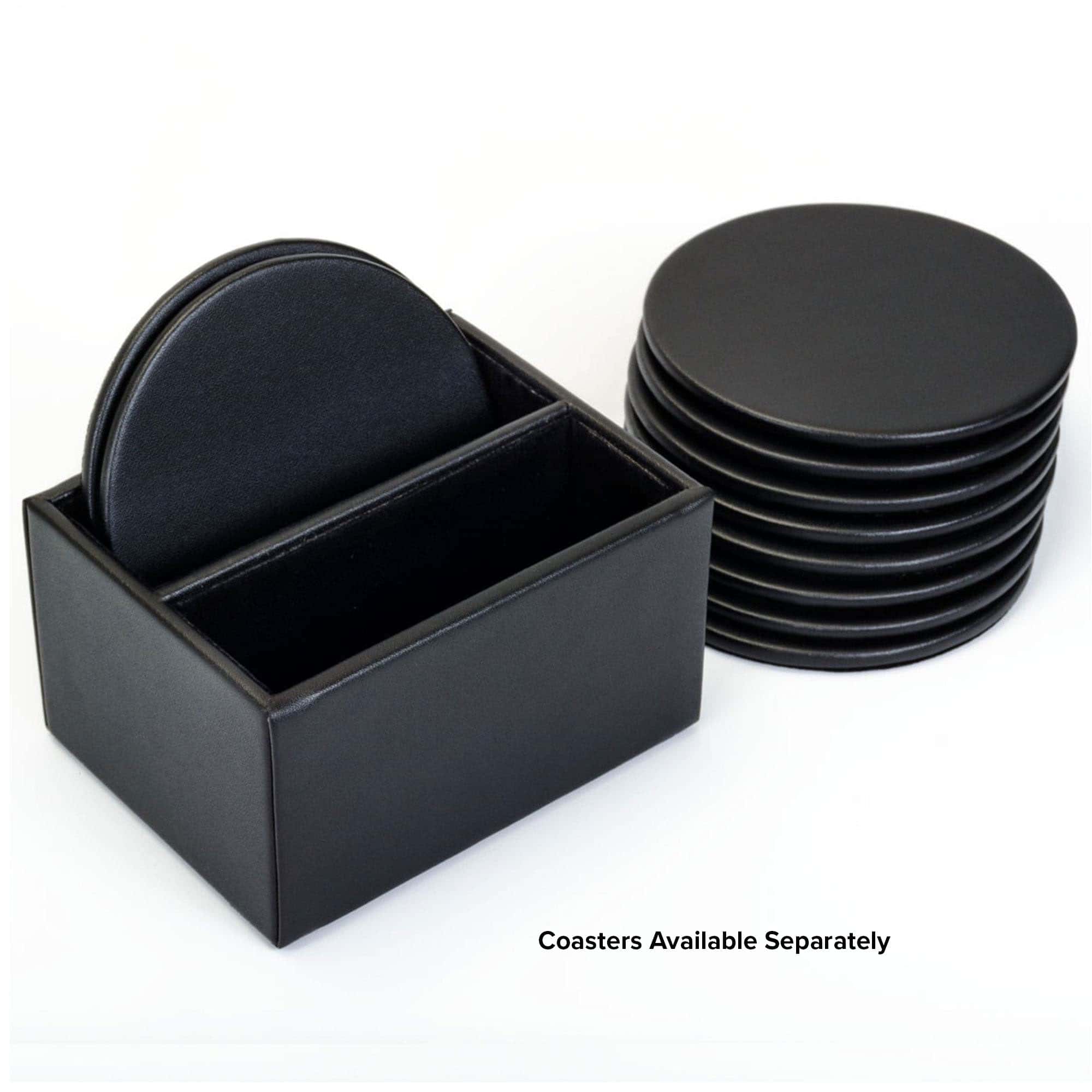 Black Leatherette 10pc Coaster Holder Black Leatherette 10pc Coaster Holder