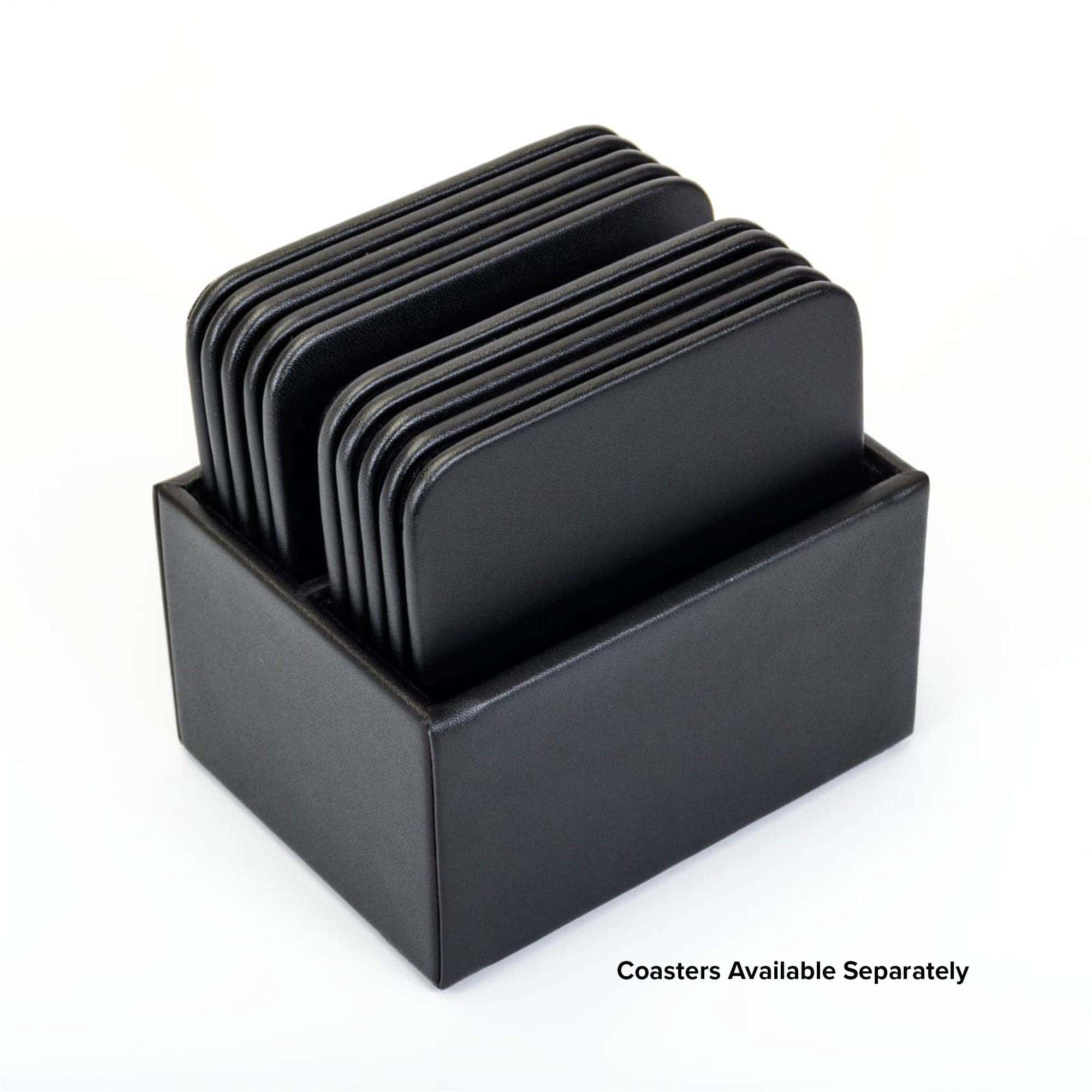 Black Leatherette 10pc Coaster Holder Black Leatherette 10pc Coaster Holder