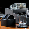 Black Leatherette 10 Round Coaster Set w/ Holder Black Leatherette 10 Round Coaster Set w/ Holder