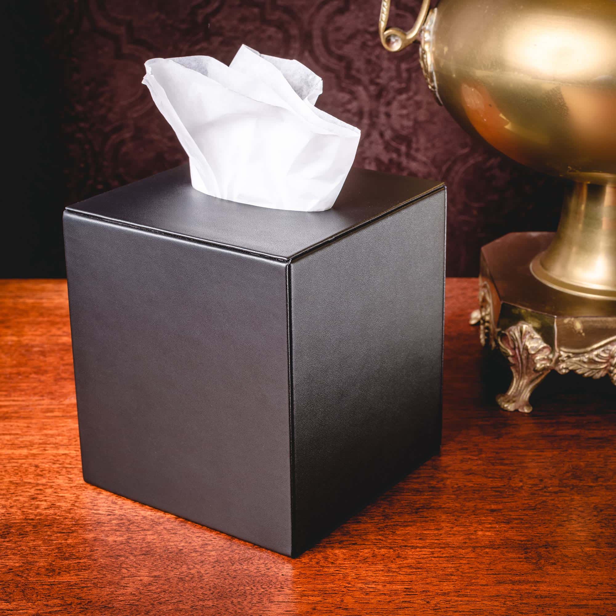 Black Leatherette Tissue Box Cover Black Leatherette Tissue Box Cover
