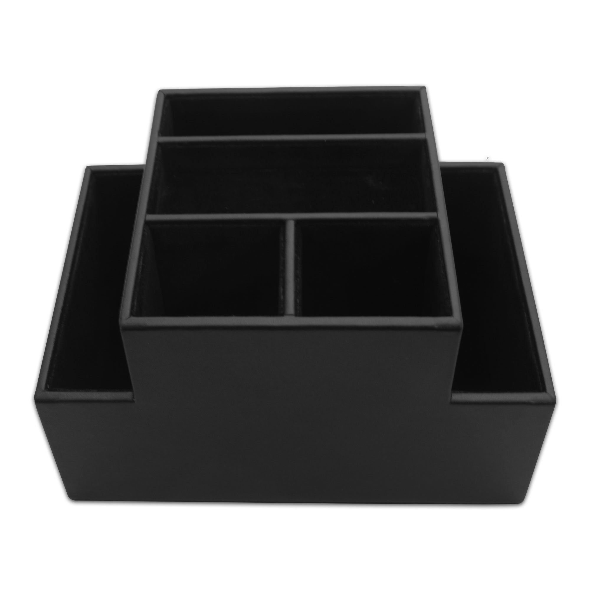 Black Leatherette Multi-Purpose Desk Supply Organizer Black Leatherette Multi-Purpose Desk Supply Organizer