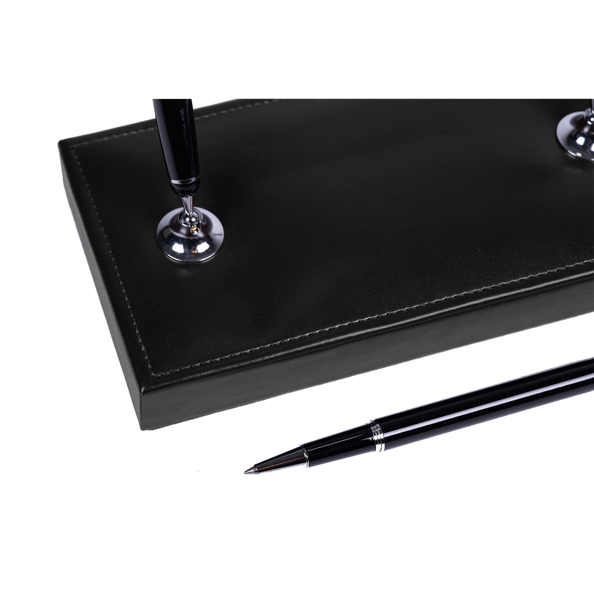Black Bonded Leather Double Pen Stand Black Bonded Leather Double Pen Stand