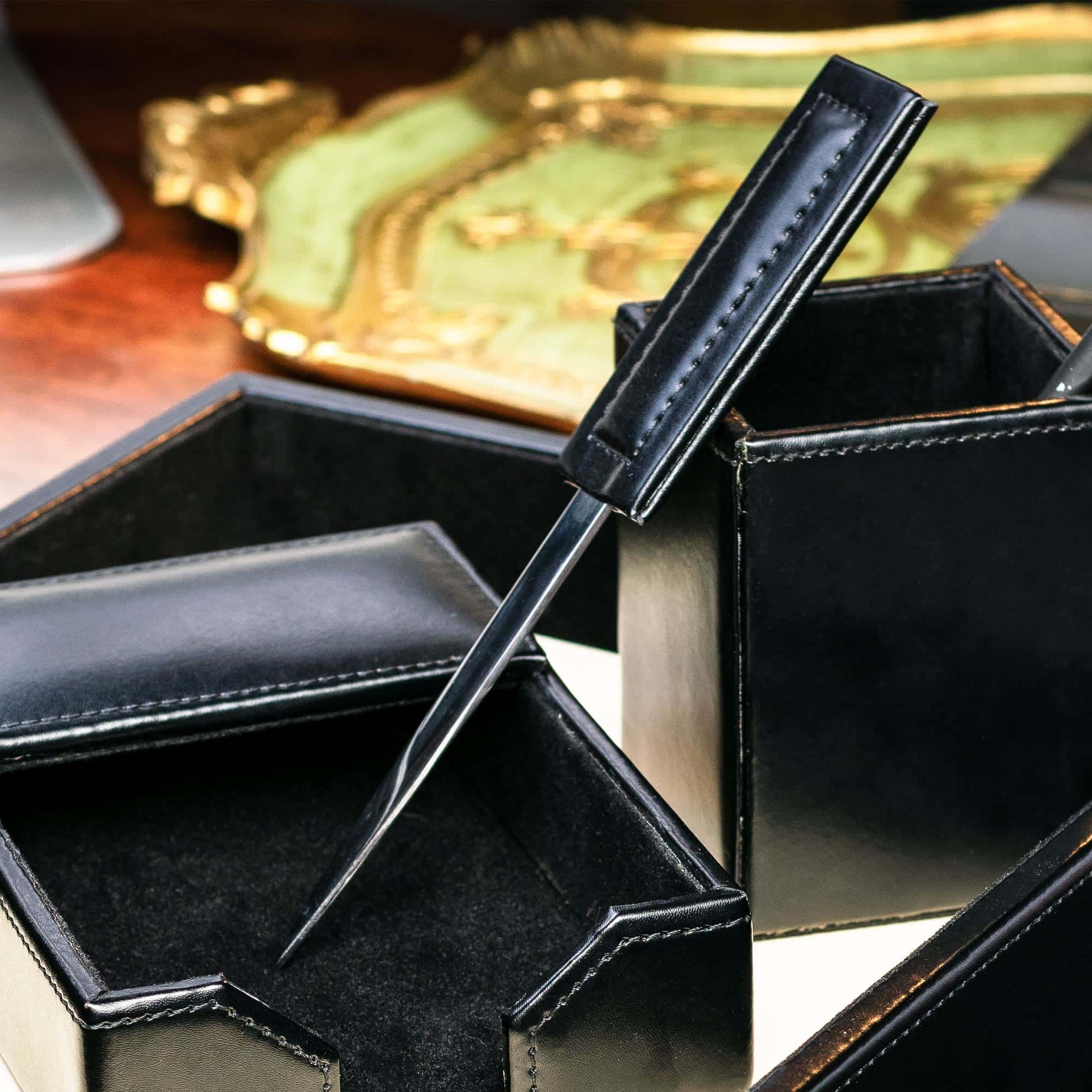 Black Bonded Leather Letter Opener Black Bonded Leather Letter Opener