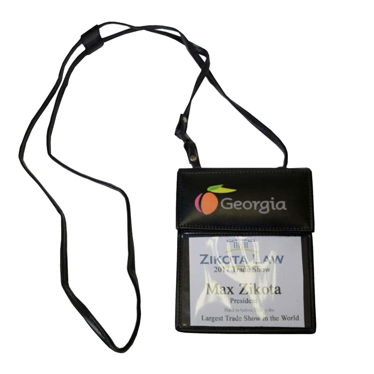 Black Bonded Leather Badge Holder Black Bonded Leather Badge Holder