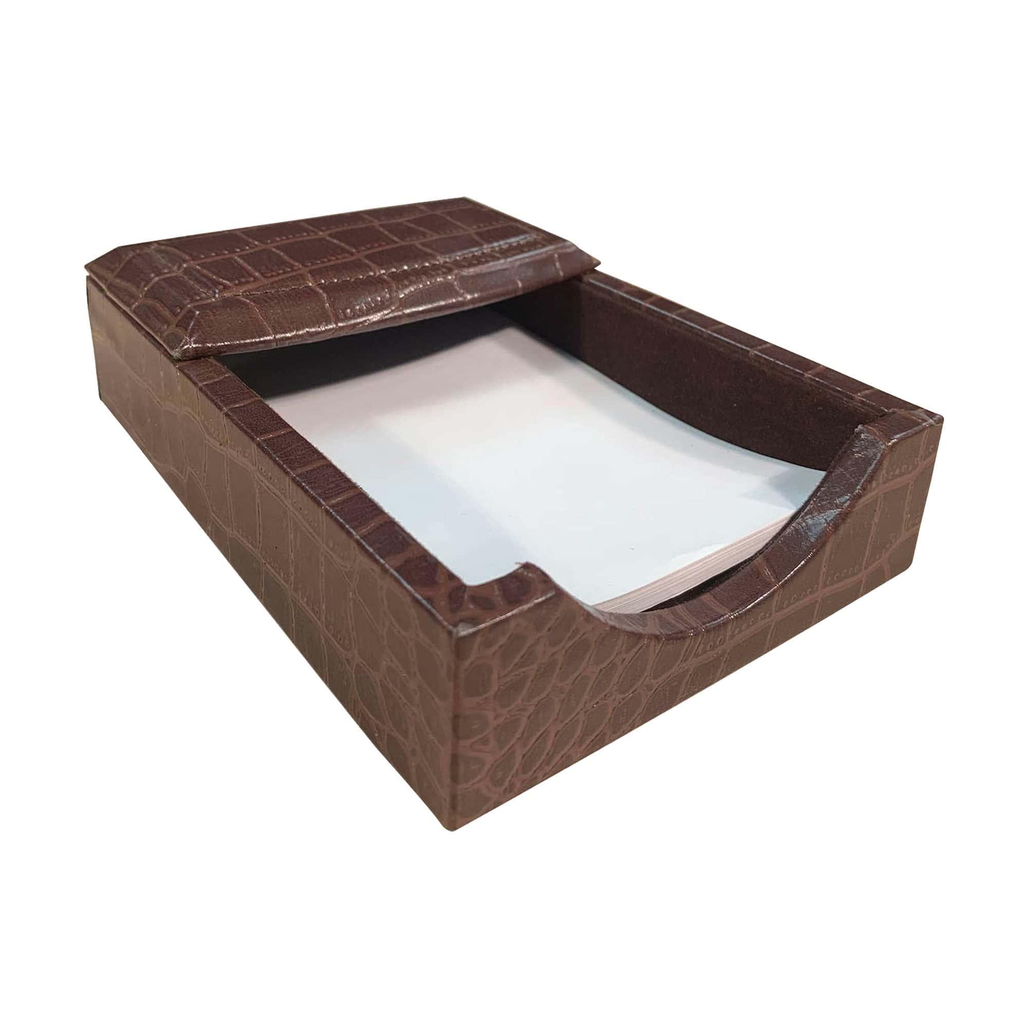 Brown Crocodile Embossed Leather Memo Holder Brown Crocodile Embossed Leather Memo Holder