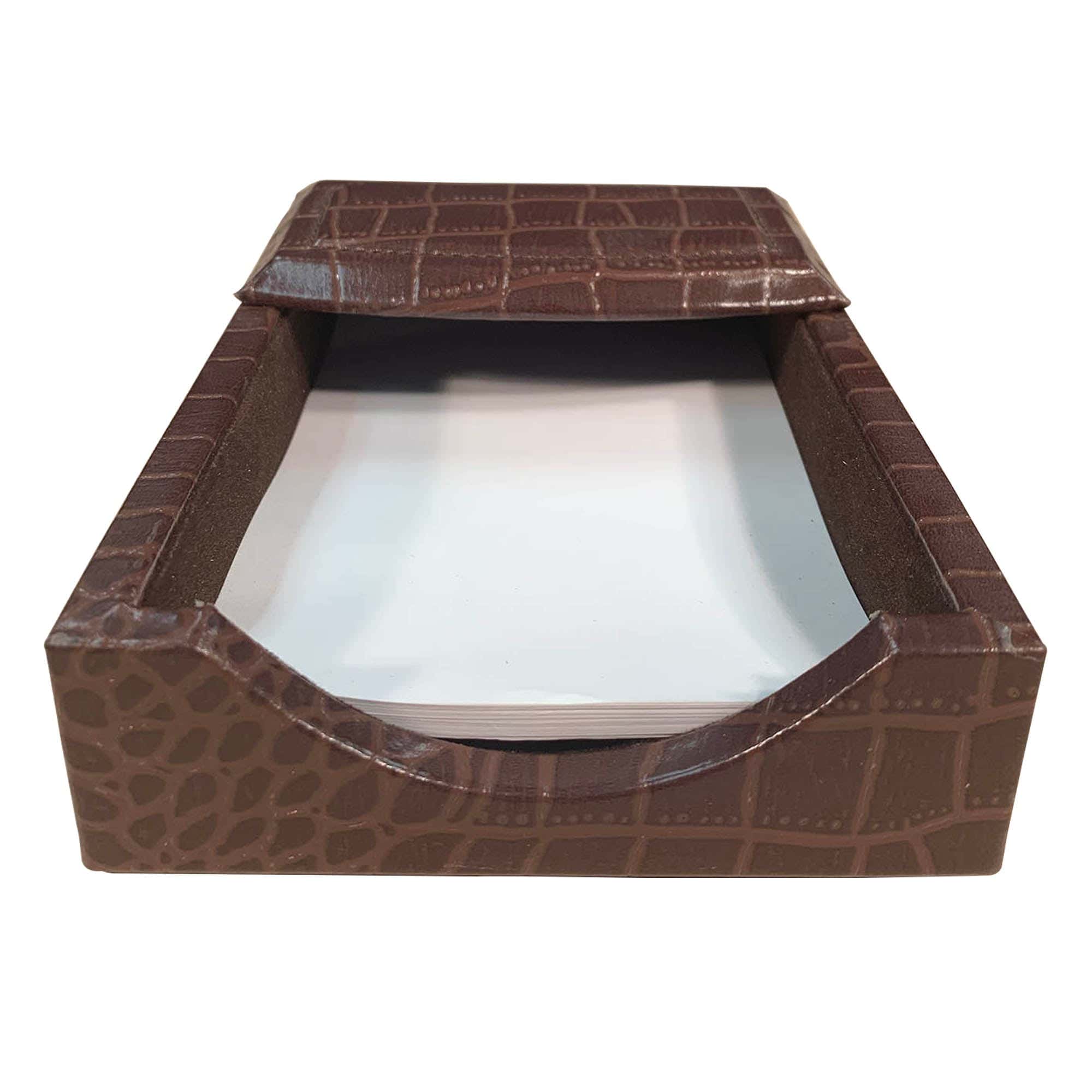 Brown Crocodile Embossed Leather Memo Holder Brown Crocodile Embossed Leather Memo Holder