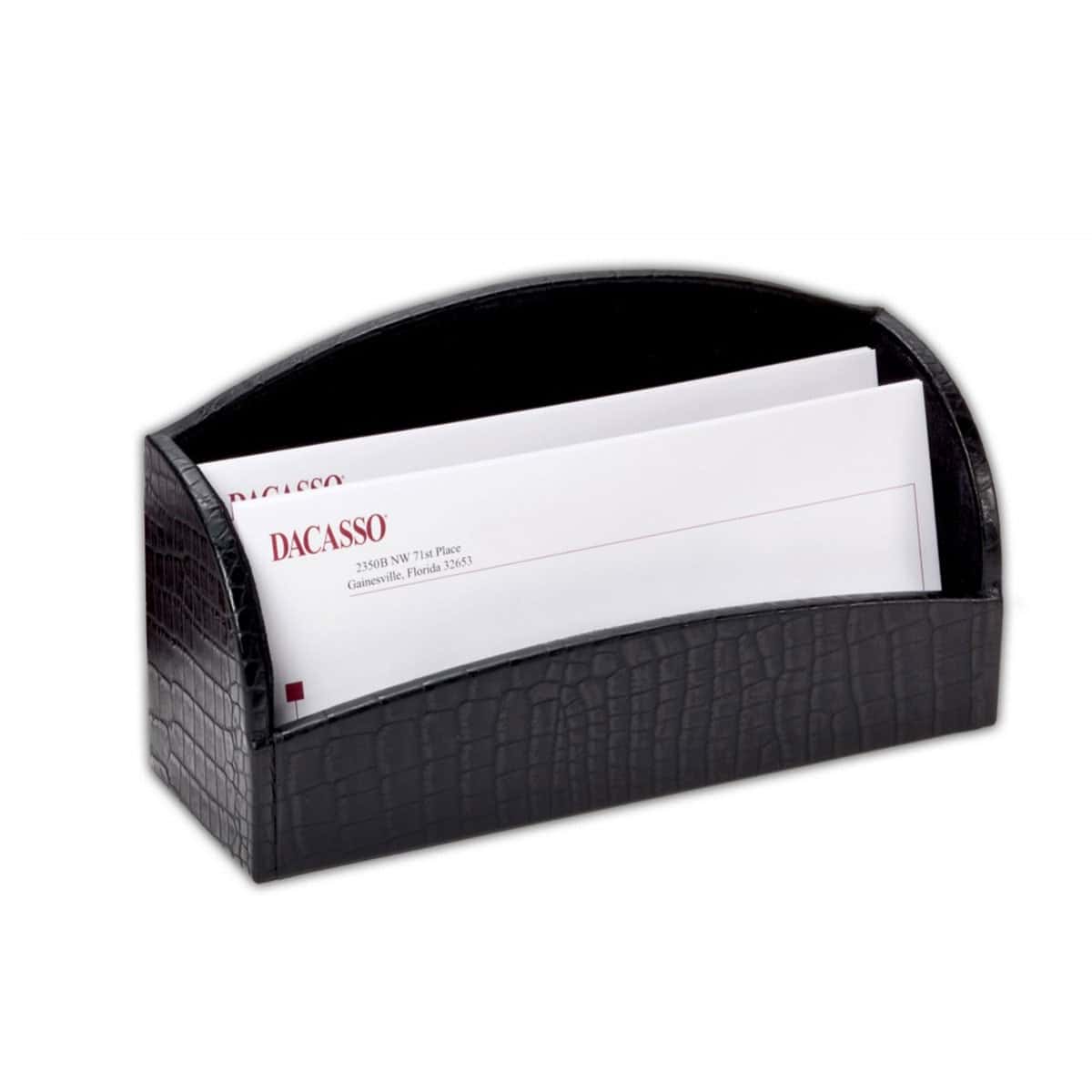 Black Crocodile Embossed Leather Letter Holder Black Crocodile Embossed Leather Letter Holder