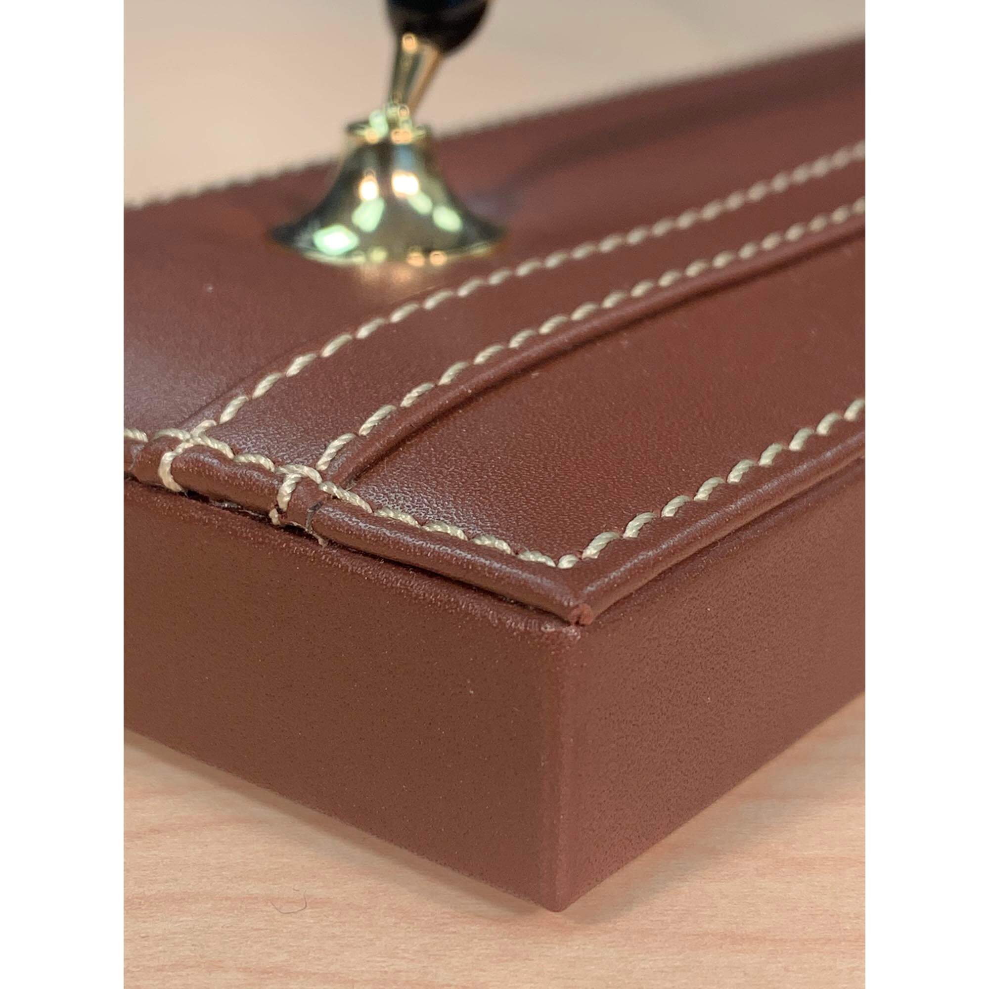Rustic (Sienna) Brown Leather Double Pen Stand Rustic (Sienna) Brown Leather Double Pen Stand