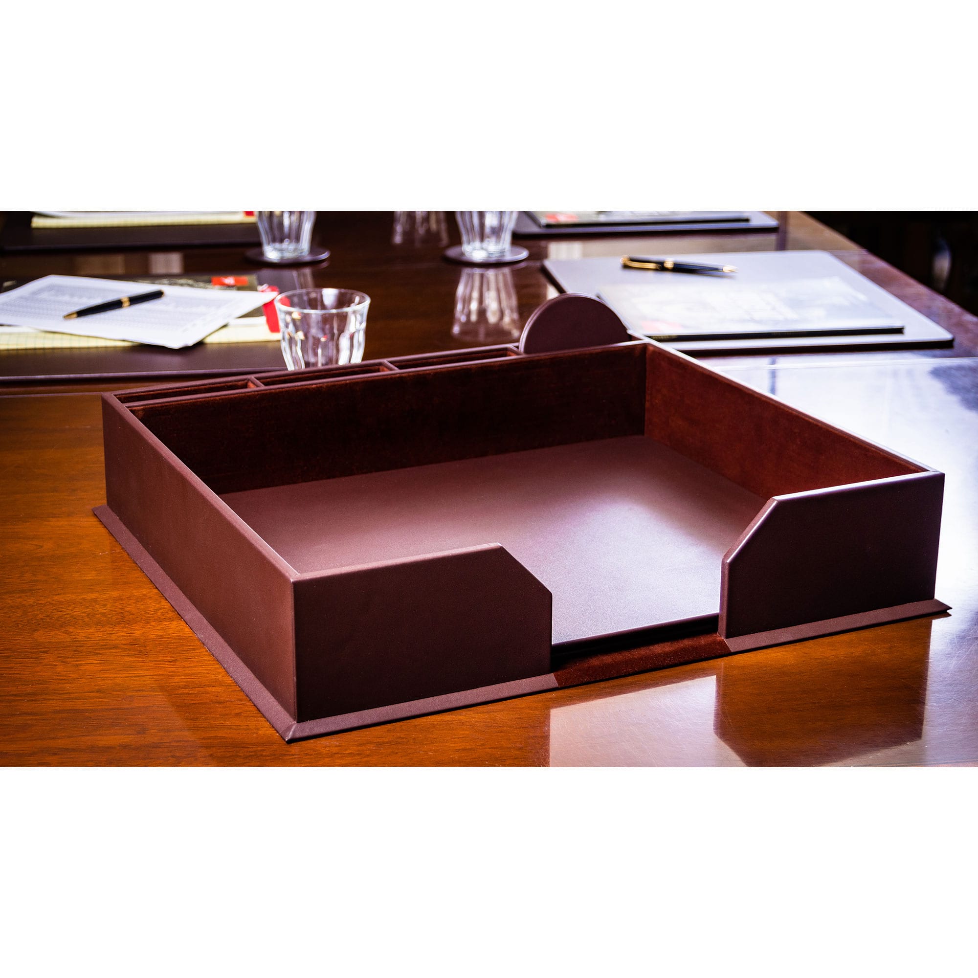 Chocolate Brown Leather 17 x 14 Conference Pad & Coaster Holder Chocolate Brown Leather 17 x 14 Conference Pad & Coaster Holder