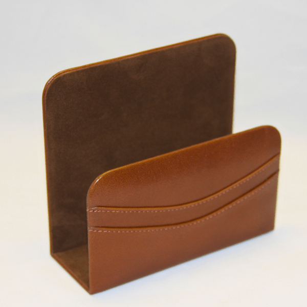 Cognac Brown Italian Leather Letter Holder Cognac Brown Italian Leather Letter Holder