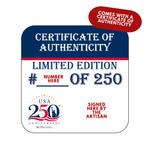 America 250 Limited Edition White Leather 4 Square Coaster Set with Holder | 250th Anniversary Collectible