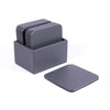 Gray Leatherette 10 Square Coaster Set w/ Holder Gray Leatherette 10 Square Coaster Set w/ Holder