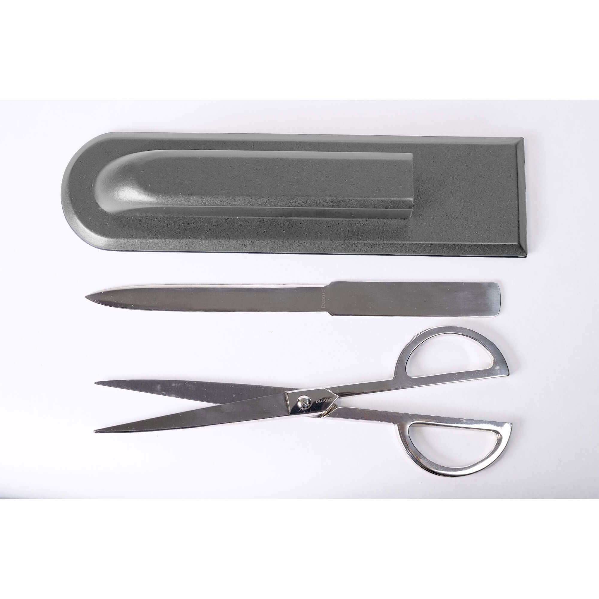 Gray Leather Library Set With Silver Hardware Gray Leather Library Set With Silver Hardware