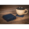Navy Blue Leather 4 Square Coaster Set w/ Holder Navy Blue Leather 4 Square Coaster Set w/ Holder