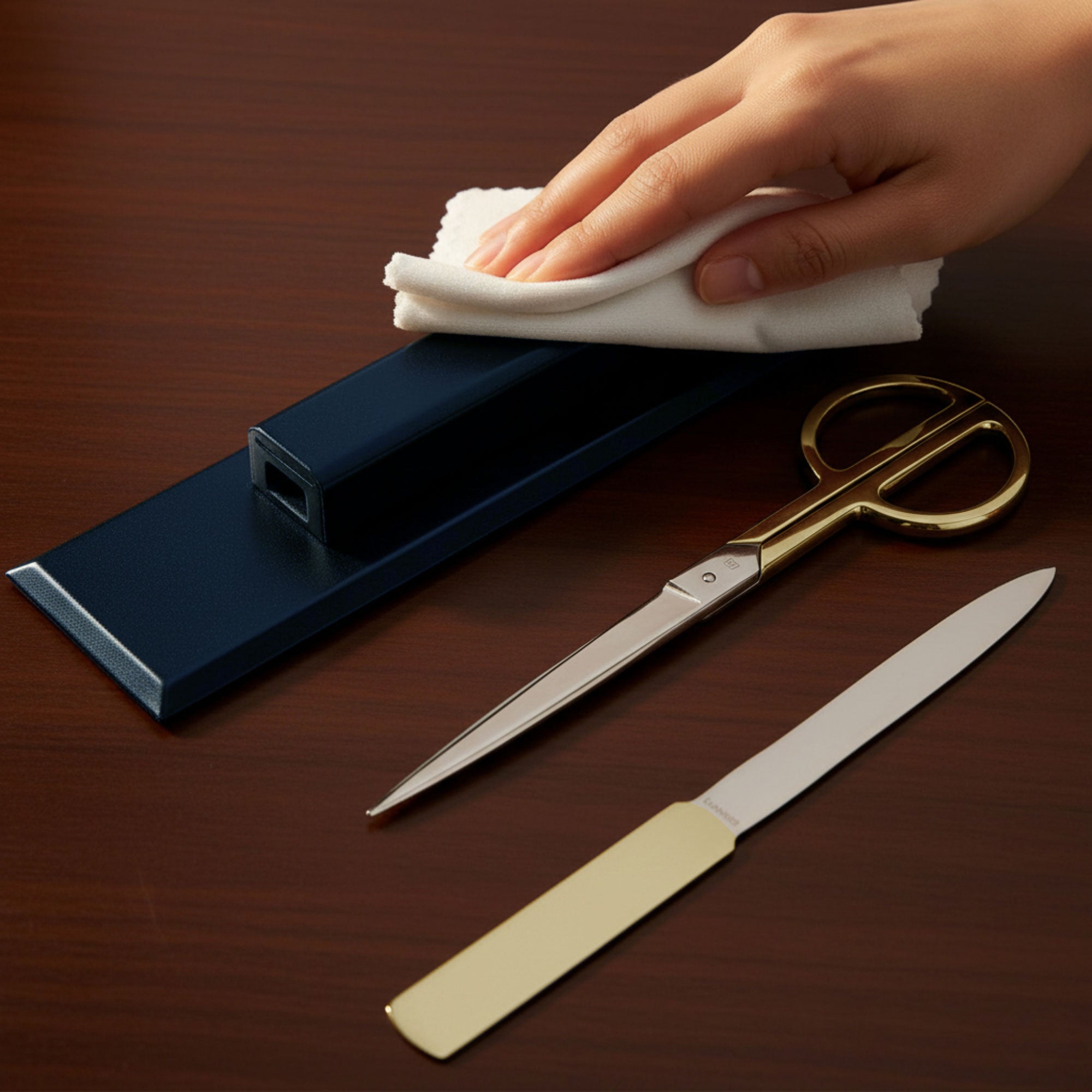 Navy Blue Leather Library Set With Gold Hardware Navy Blue Leather Library Set With Gold Hardware