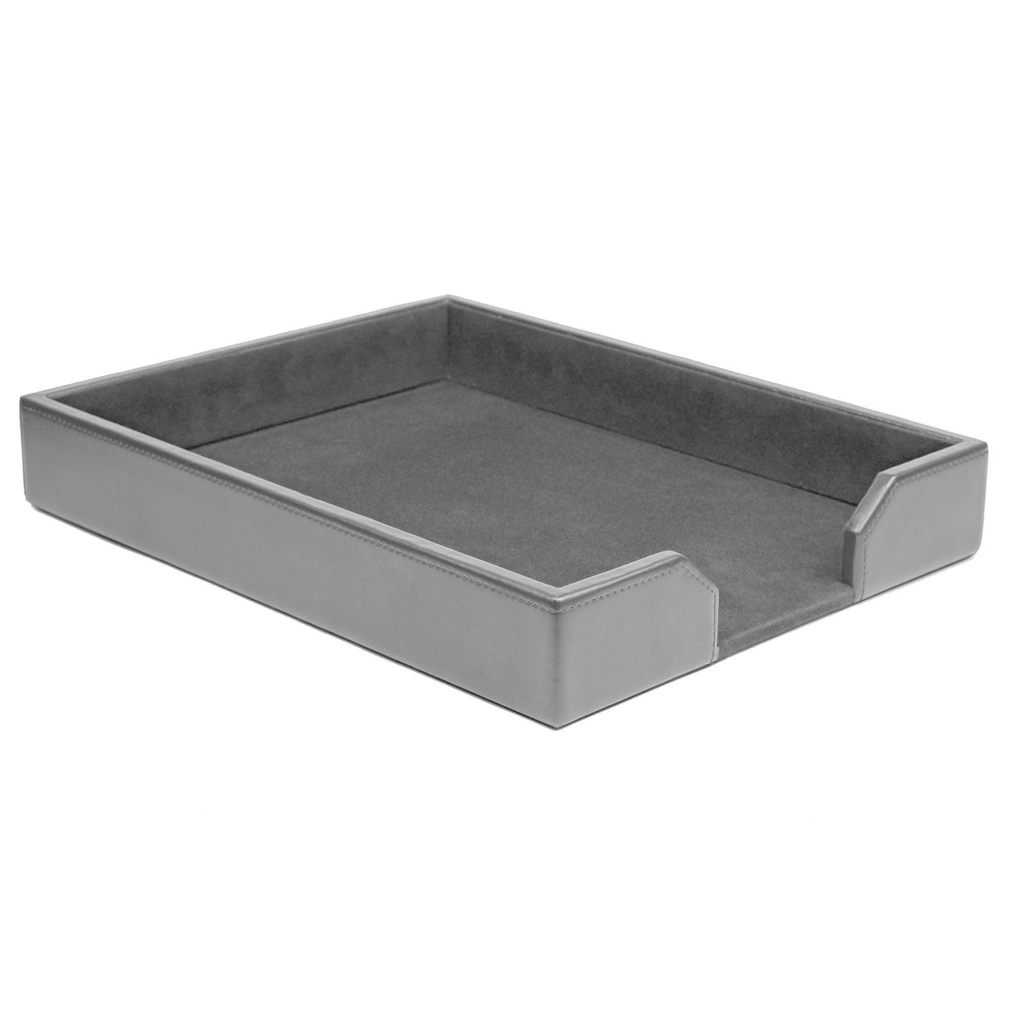 Gray Bonded Leather Letter Tray Gray Bonded Leather Letter Tray