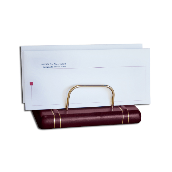 Burgundy Leather and Gold Letter Holder Burgundy Leather and Gold Letter Holder