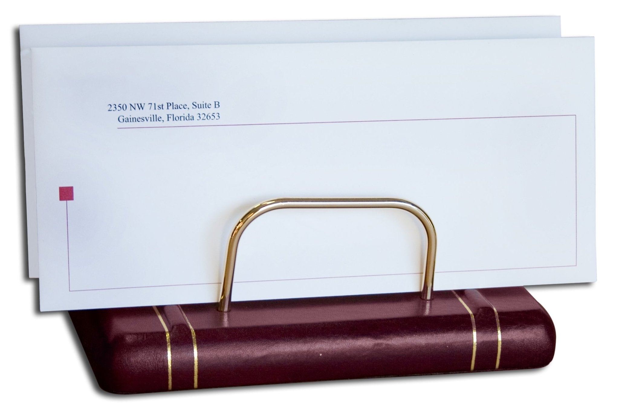 Burgundy Leather and Gold Letter Holder Burgundy Leather and Gold Letter Holder