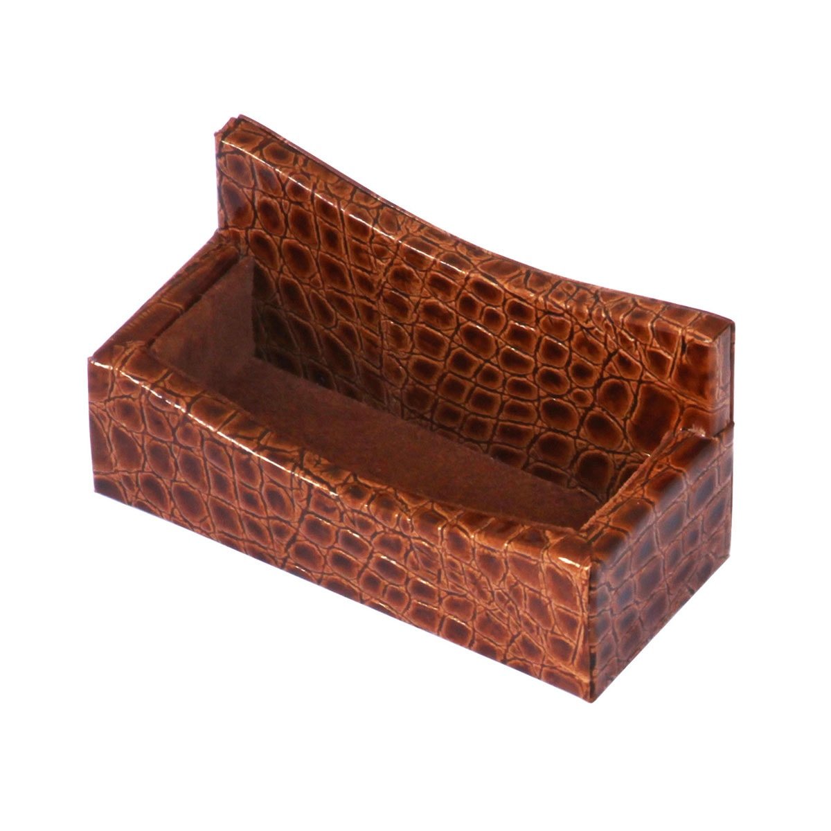 Protacini Cognac Brown Italian Crocodile Leather Business Card Holder Protacini Cognac Brown Italian Crocodile Leather Business Card Holder