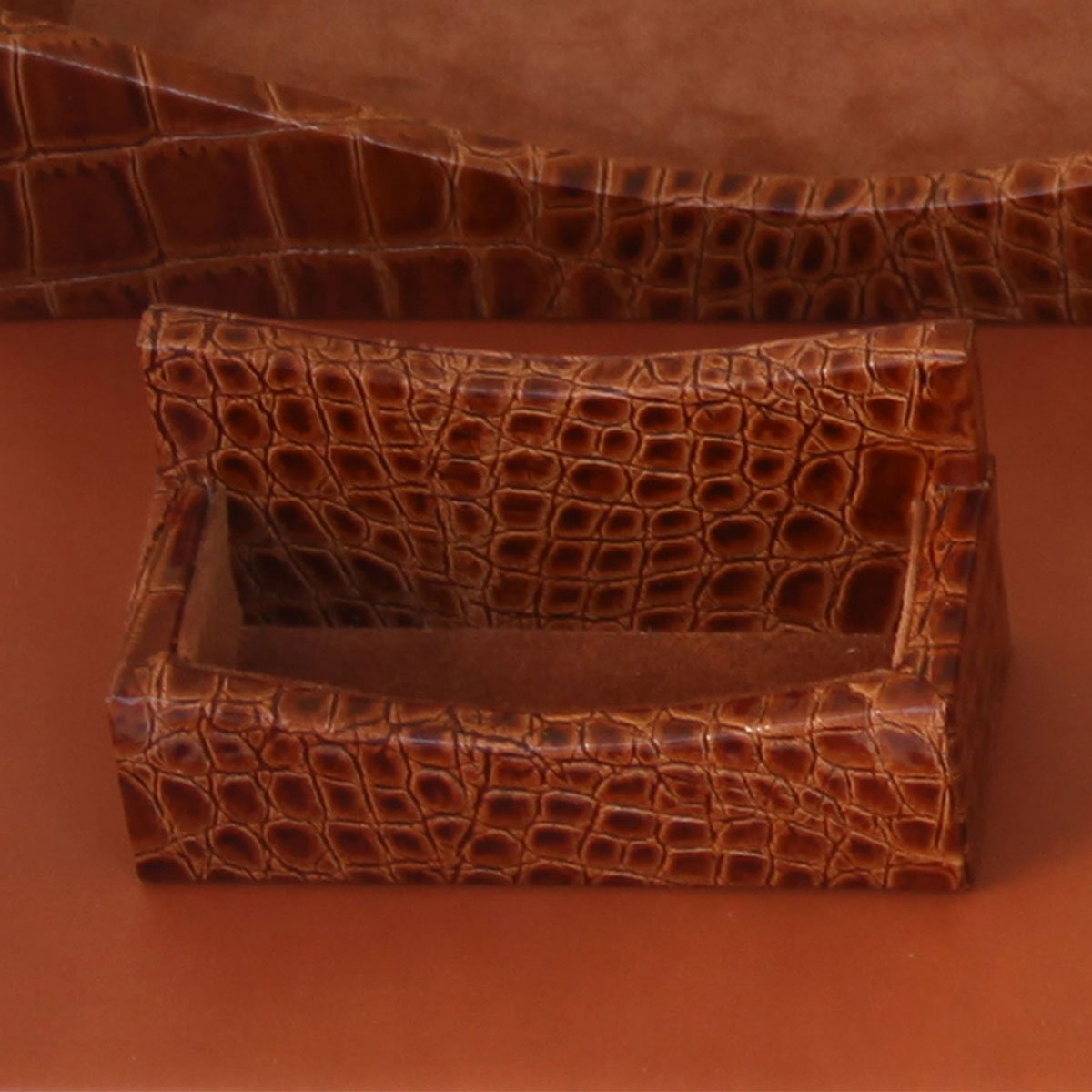 Protacini Cognac Brown Italian Crocodile Leather Business Card Holder Protacini Cognac Brown Italian Crocodile Leather Business Card Holder