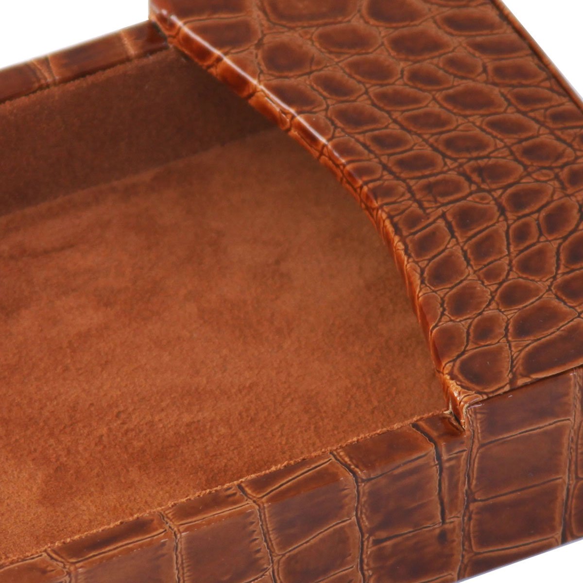 Protacini Cognac Brown Italian Crocodile Leather Memo Holder Protacini Cognac Brown Italian Crocodile Leather Memo Holder