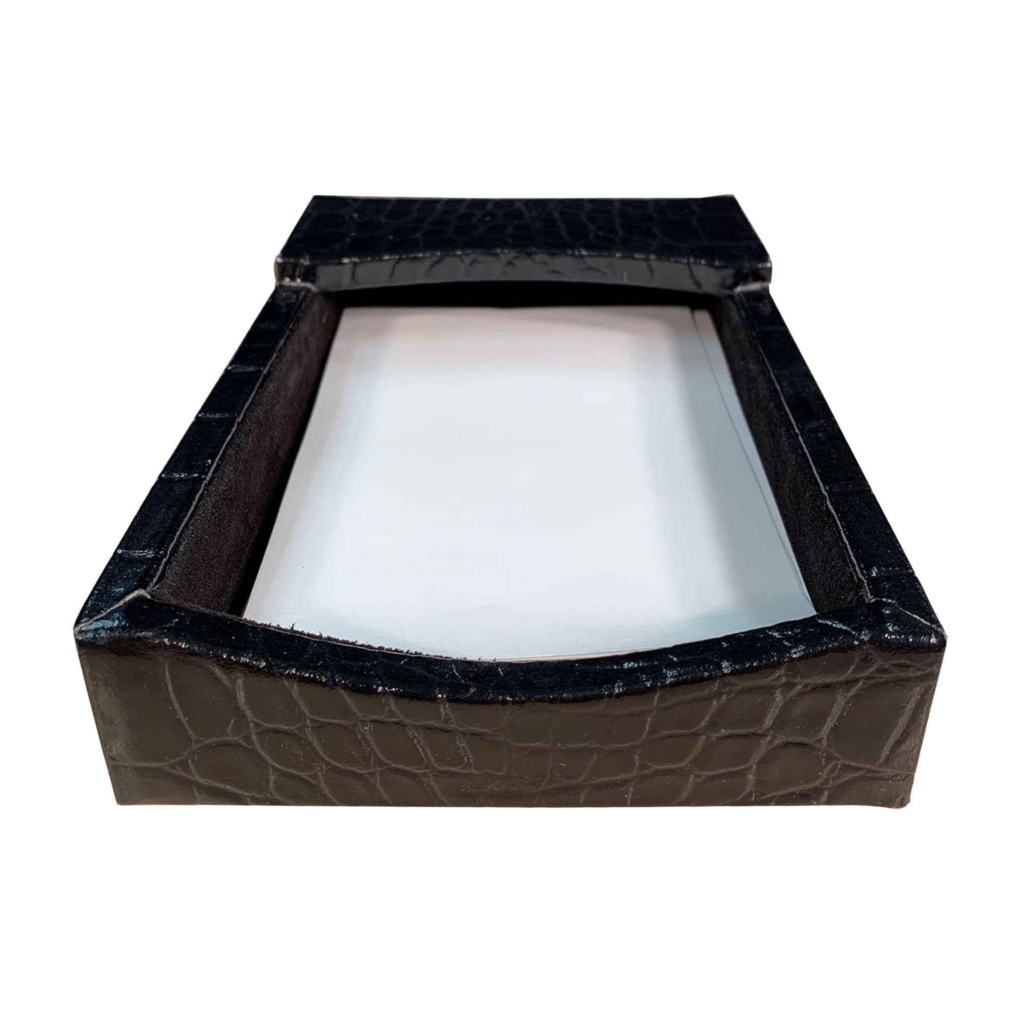 Protacini Black Italian Crocodile Leather 4 x 6 Memo Holder Protacini Black Italian Crocodile Leather 4 x 6 Memo Holder