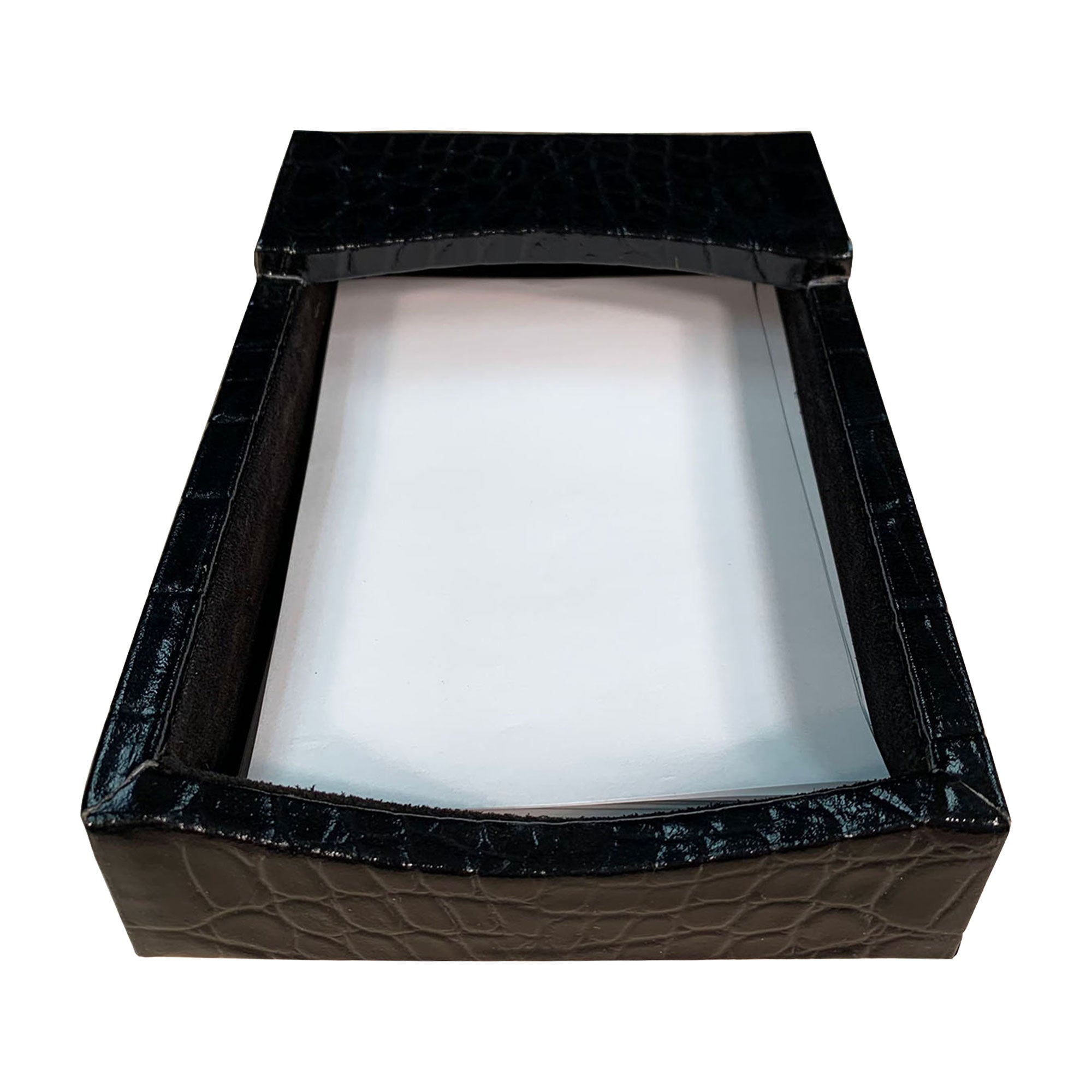 Protacini Black Italian Crocodile Leather 4 x 6 Memo Holder Protacini Black Italian Crocodile Leather 4 x 6 Memo Holder