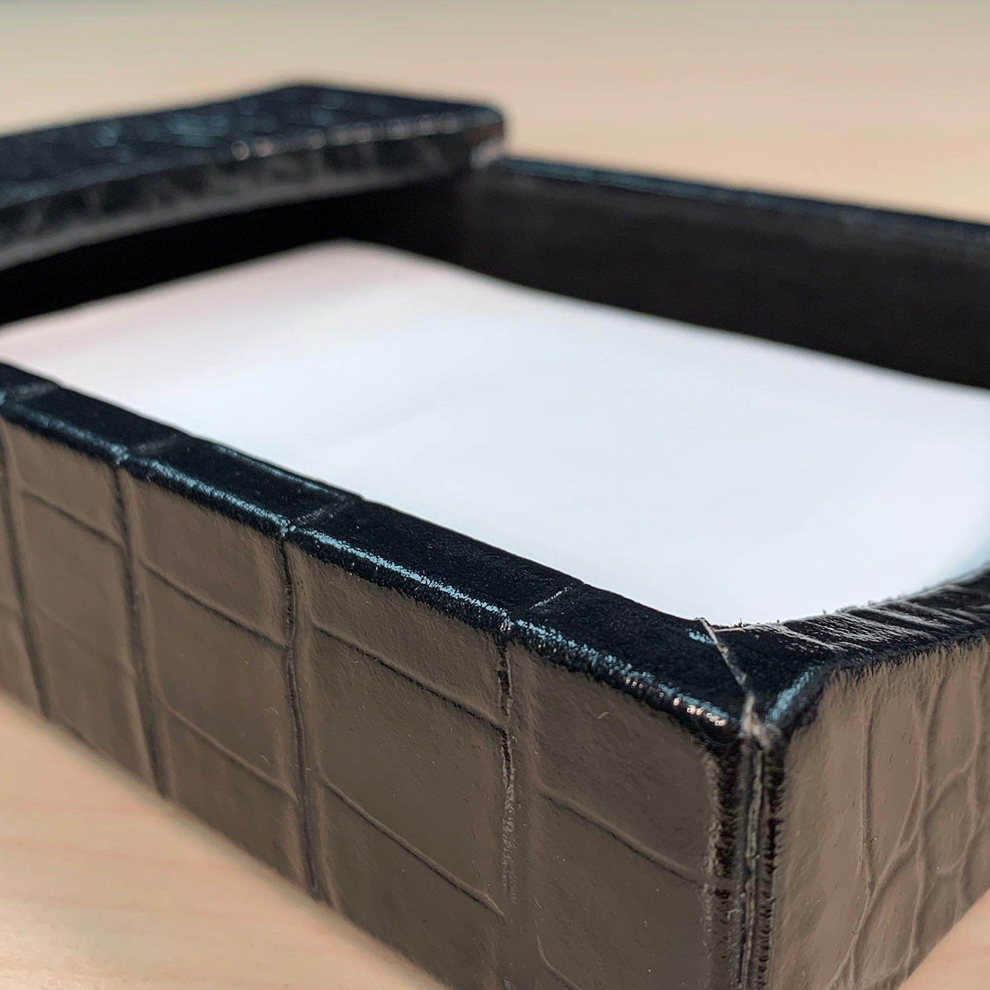 Protacini Black Italian Crocodile Leather 4 x 6 Memo Holder Protacini Black Italian Crocodile Leather 4 x 6 Memo Holder