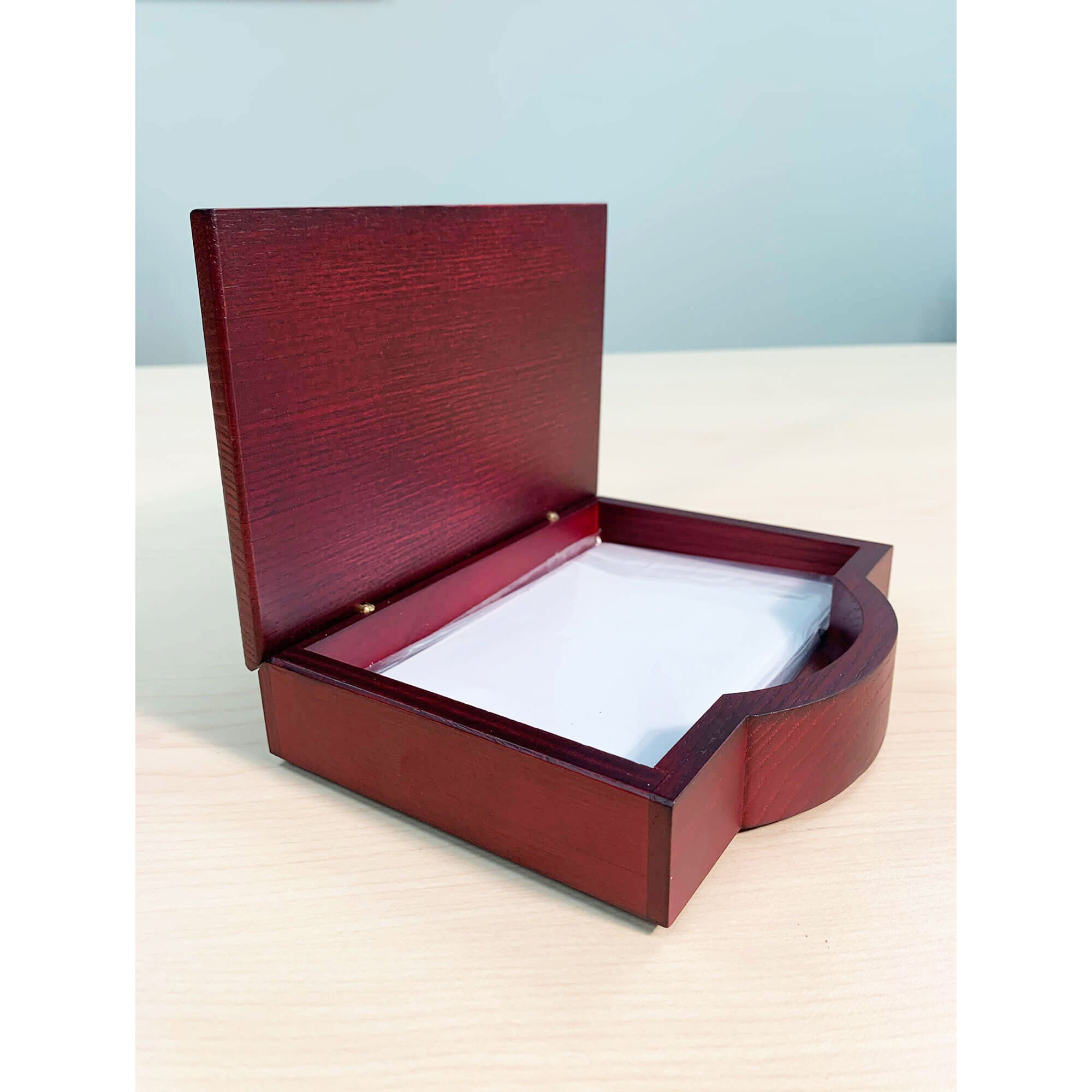 Mahogany (Rosewood) & Black Leather 4 x 6 Memo Holder Mahogany (Rosewood) & Black Leather 4 x 6 Memo Holder